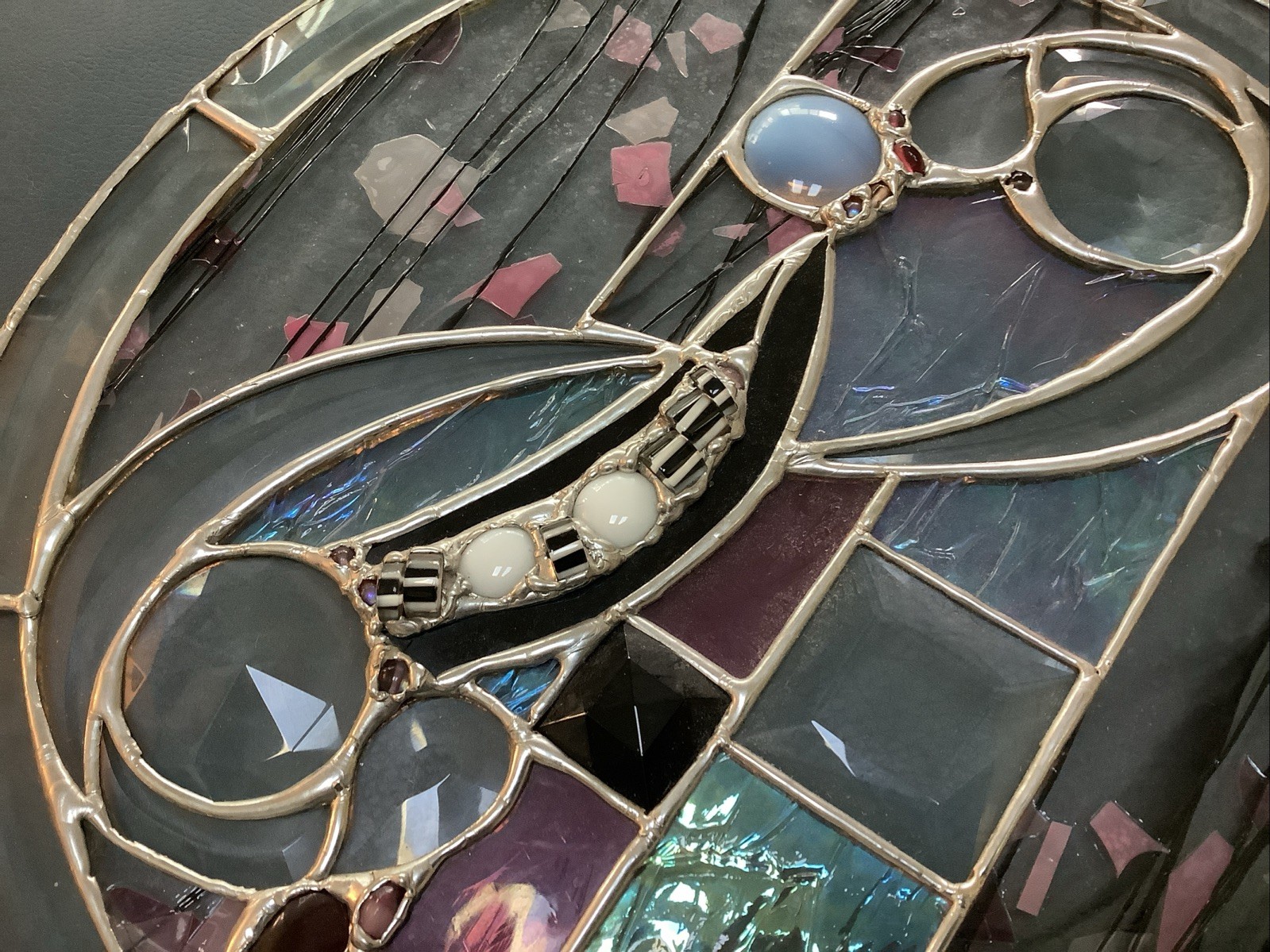 Handmade Round Stain Glass 3D Hanging Glass 14 Inch Colorful Piece-BEAUTIFUL!
