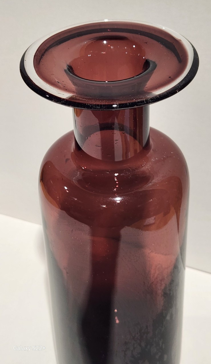 12-1/2 inch Brown Glass Vase 4-1/2 inch diameter