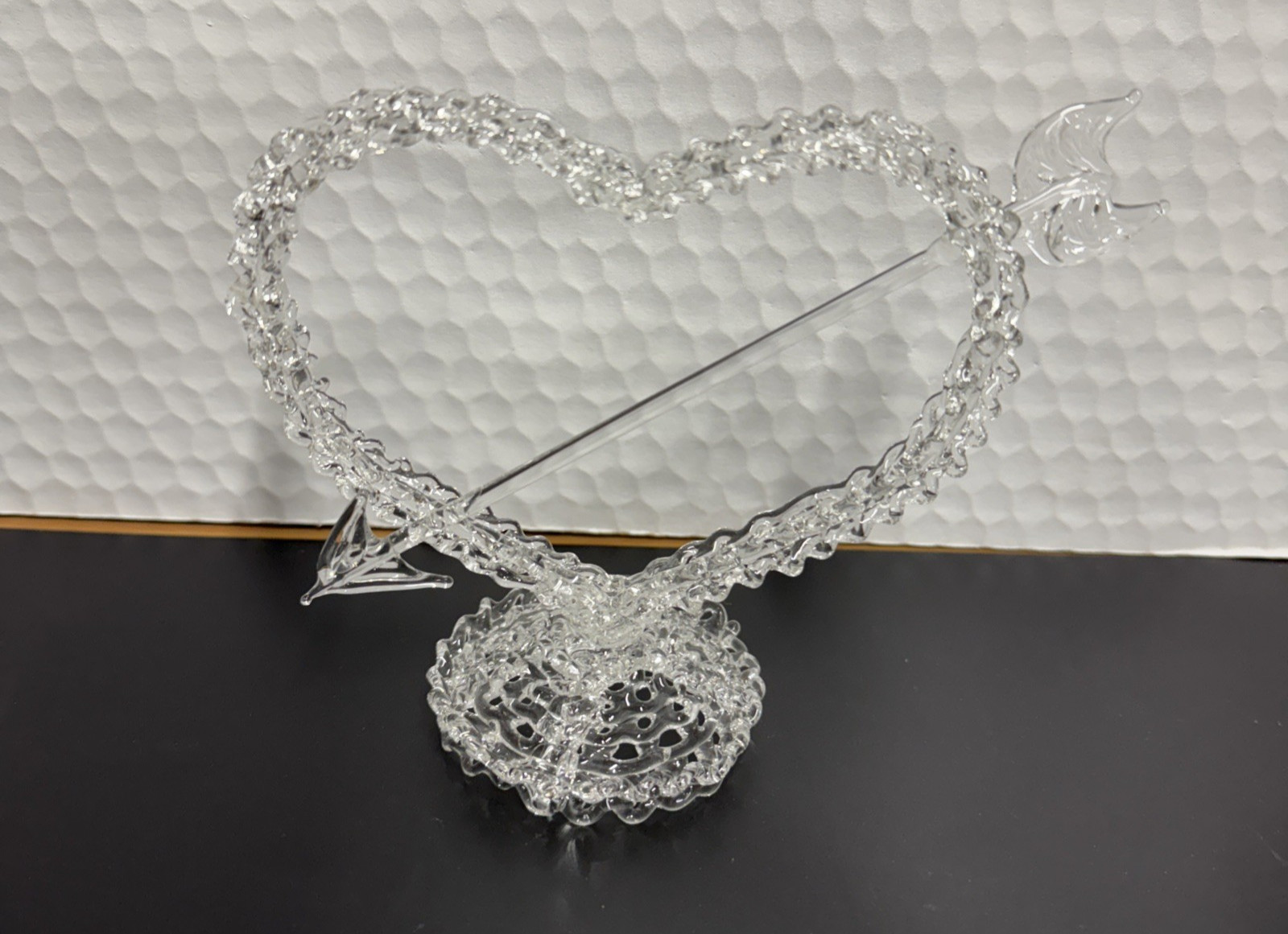 Decorative Glass Piece Heart Design With Cupid Arrow Going Through
