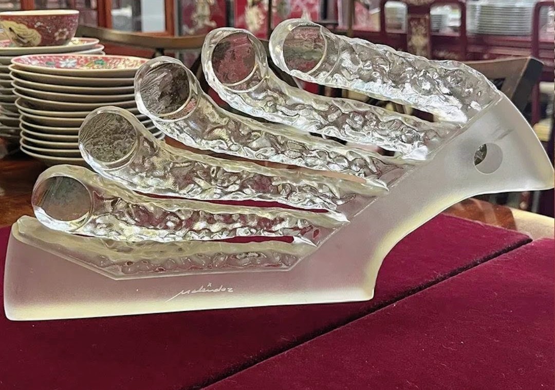 Xavier Meléndez Mexico Abstract Modern Crystal Glass Sculpture 14″ W