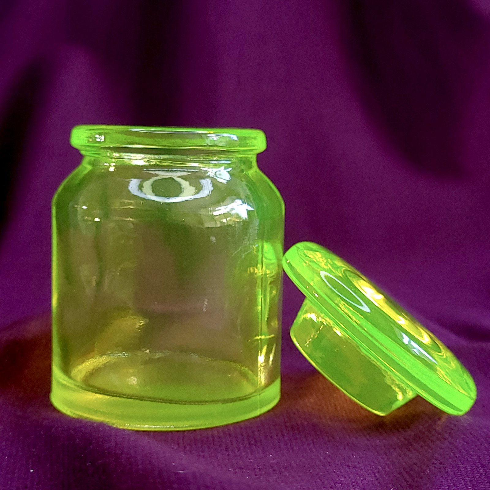 Uranium Yellow Glass Jar Vaseline Clear Yellow Glass Jar with Lid Art Deco
