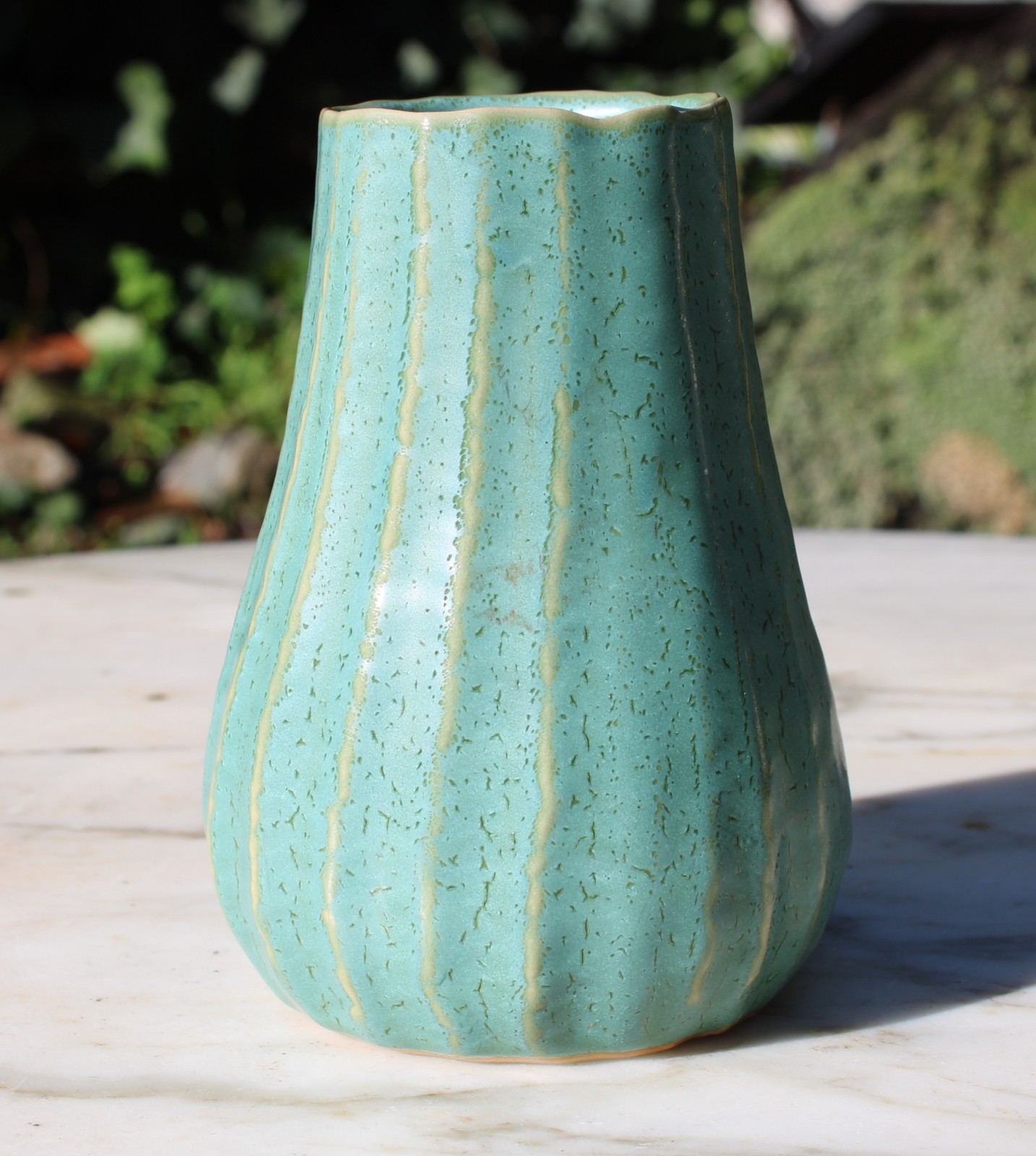 Textured Green Ceramic Vase Cactus Style Art Pottery by Vaarni