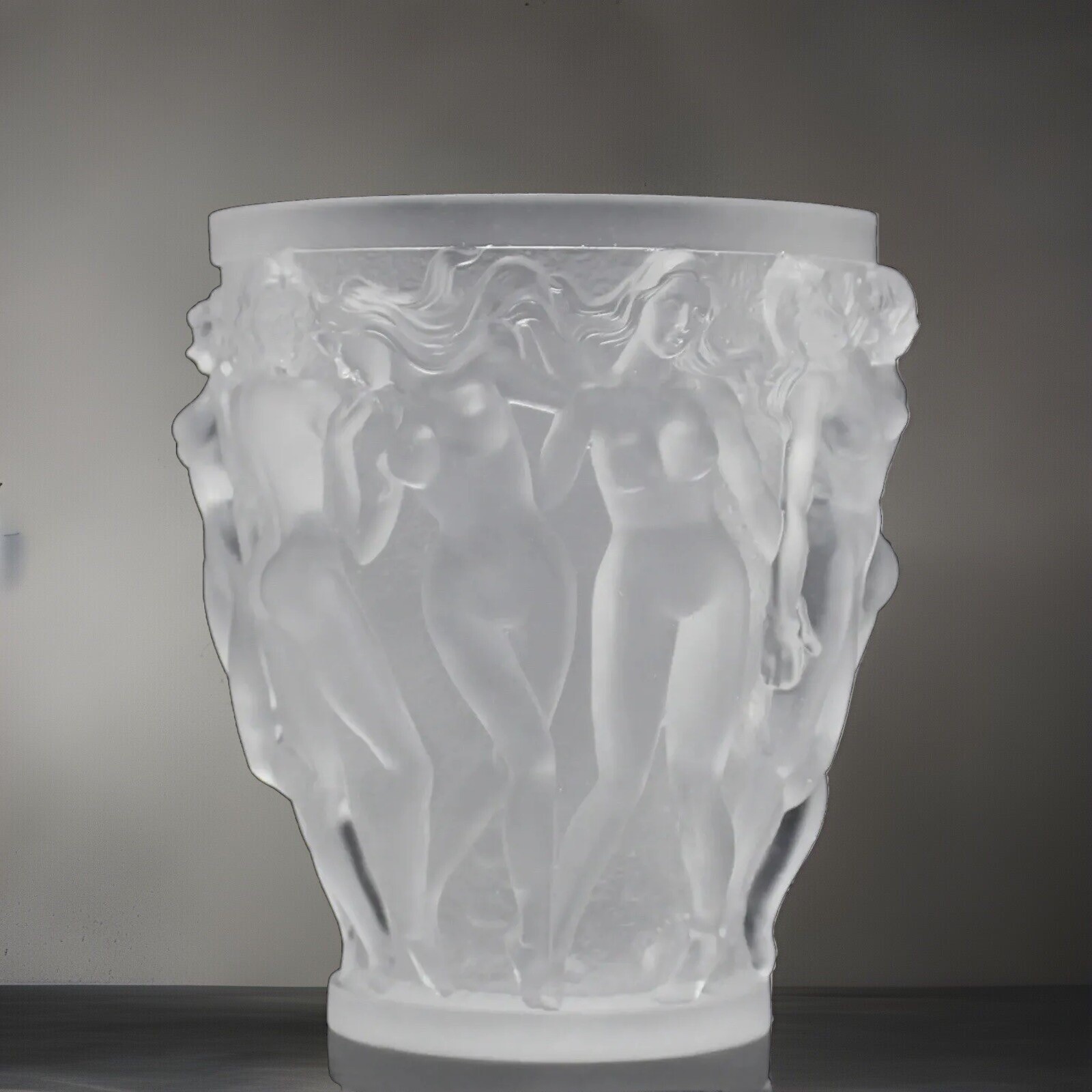 Xl Bacchantes Nude Clear Ladies Crystal Vase H10” Heavy 11llb Maker Unknown