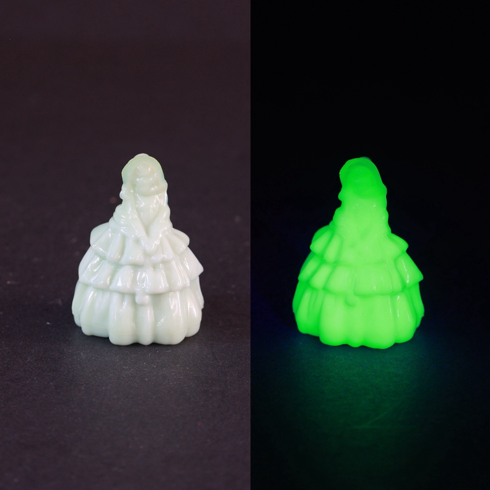 Boyd Glass Uranium Jadeite “Louise Doll” figurine