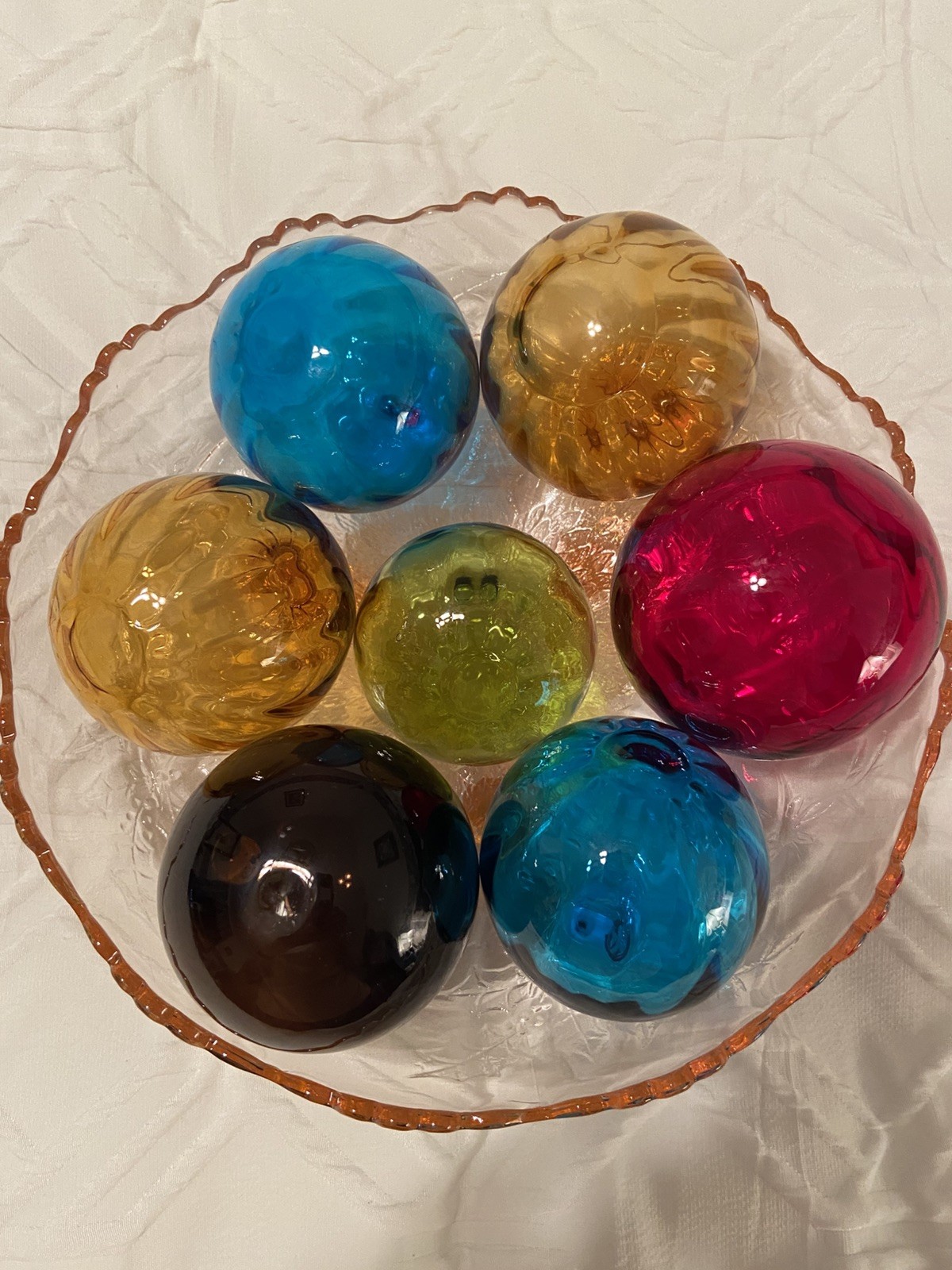Blown Art Glass Golden Amber 3″ Float Ball Orb Blenko Vintage