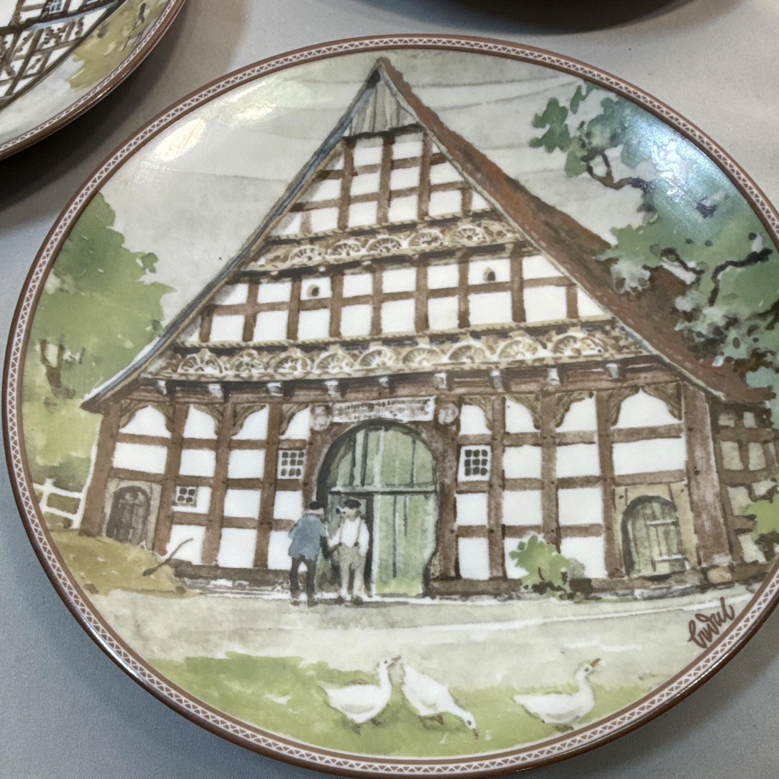 Vintage Set of 5 Konigszelt Bayern German House Plates Karl Bedal 1980s