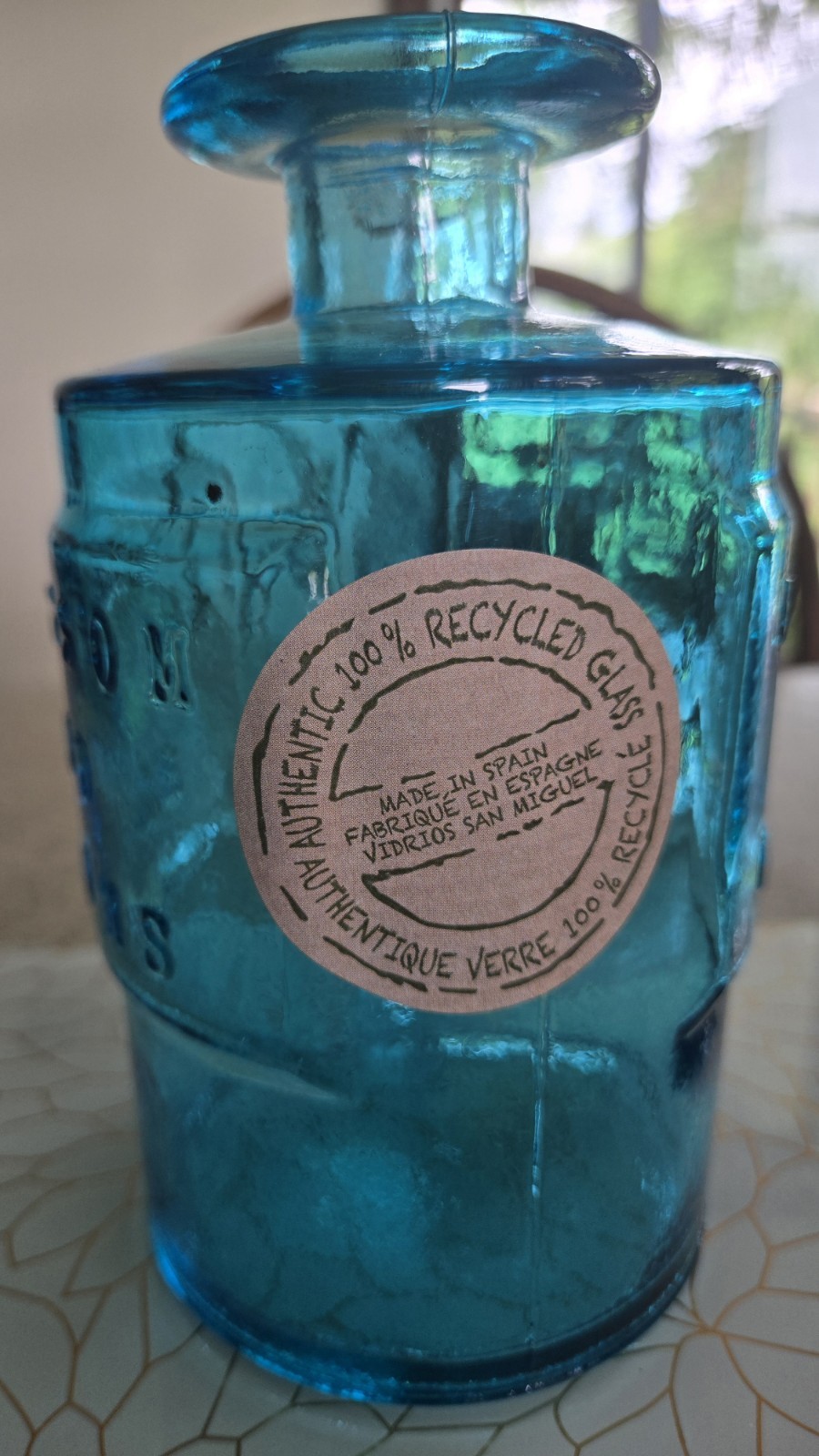 Vidrios San Miguel Blossom & Blooms 100% Recycled Blue Glass Apothecary Jar 6″