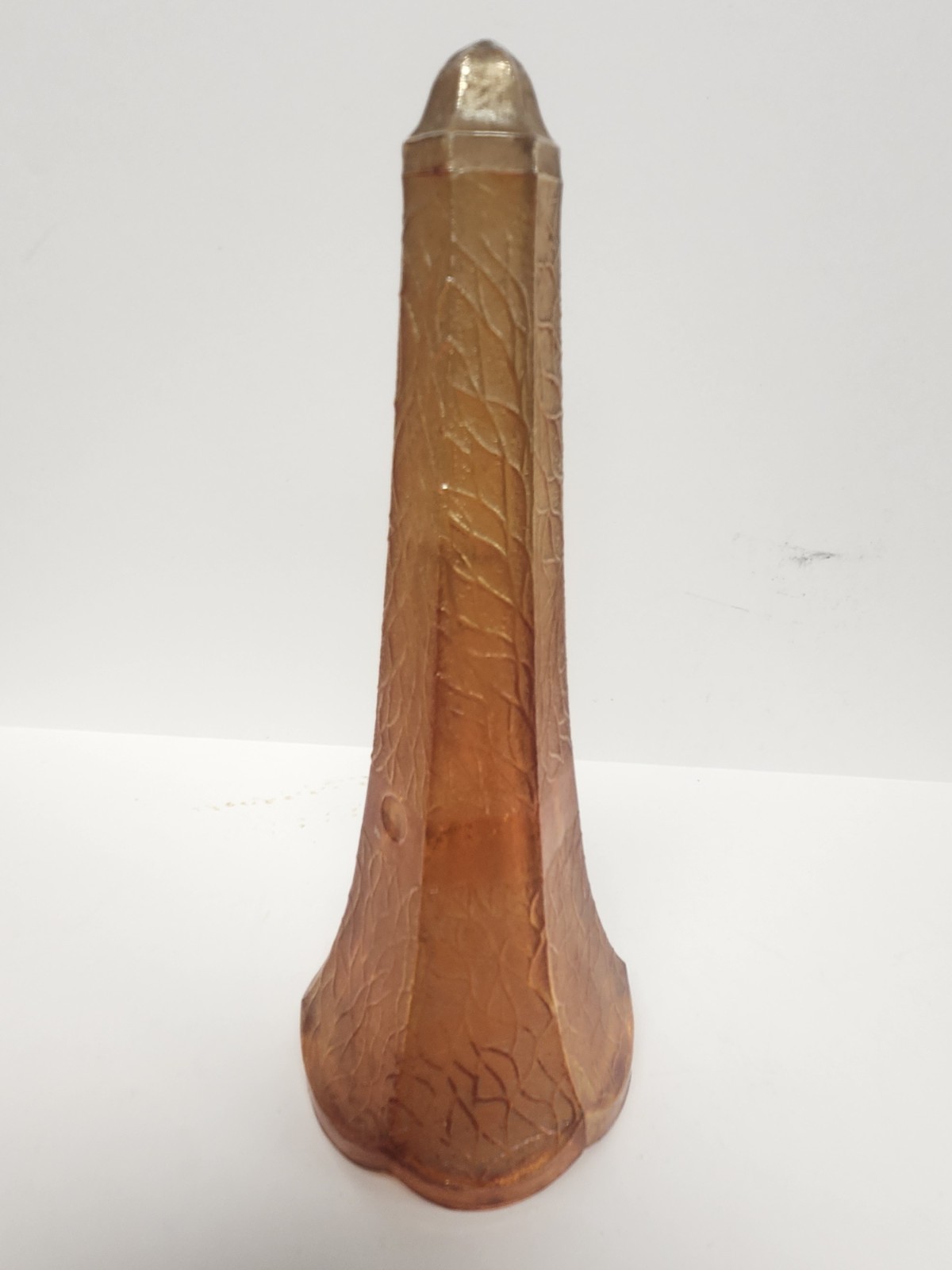 Antique Jeannette Marigold Carnival Glass Car Vase Crackle Tree Life *No Bracket