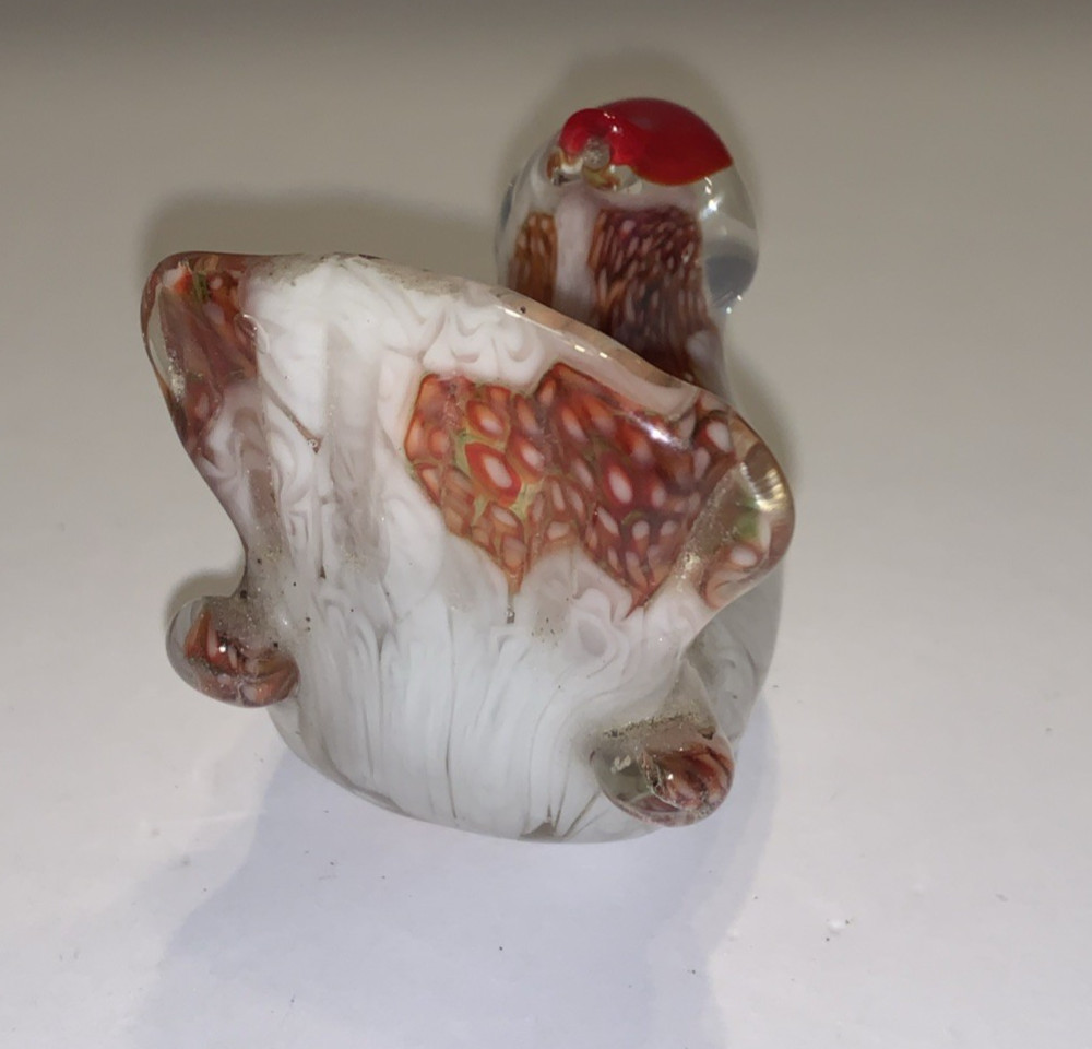 Miniature Blown Art Glass Rooster Chicken Figurine