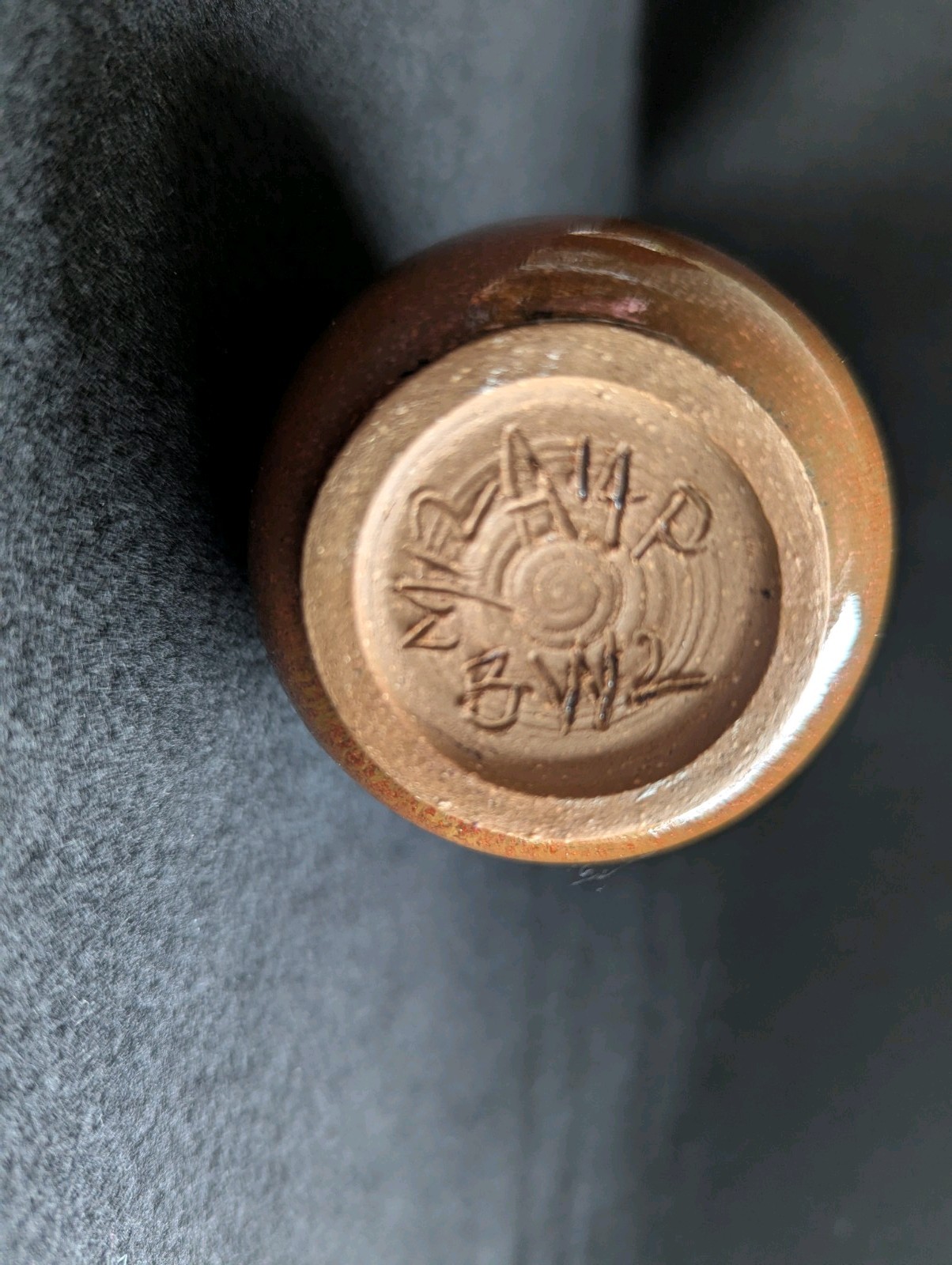 Small Studio Pottery Vase, Brown and Cream Glaze, Hand Signed on the Bottom, 4 “