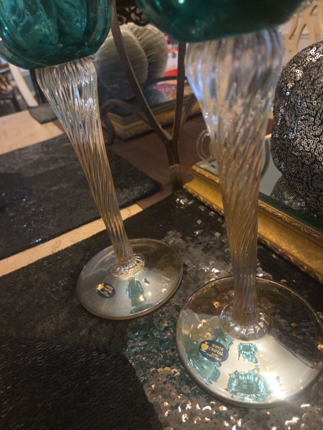 NEW Cristal Pedestal Stemmed Art Glass Candle Holder Tulip Murano