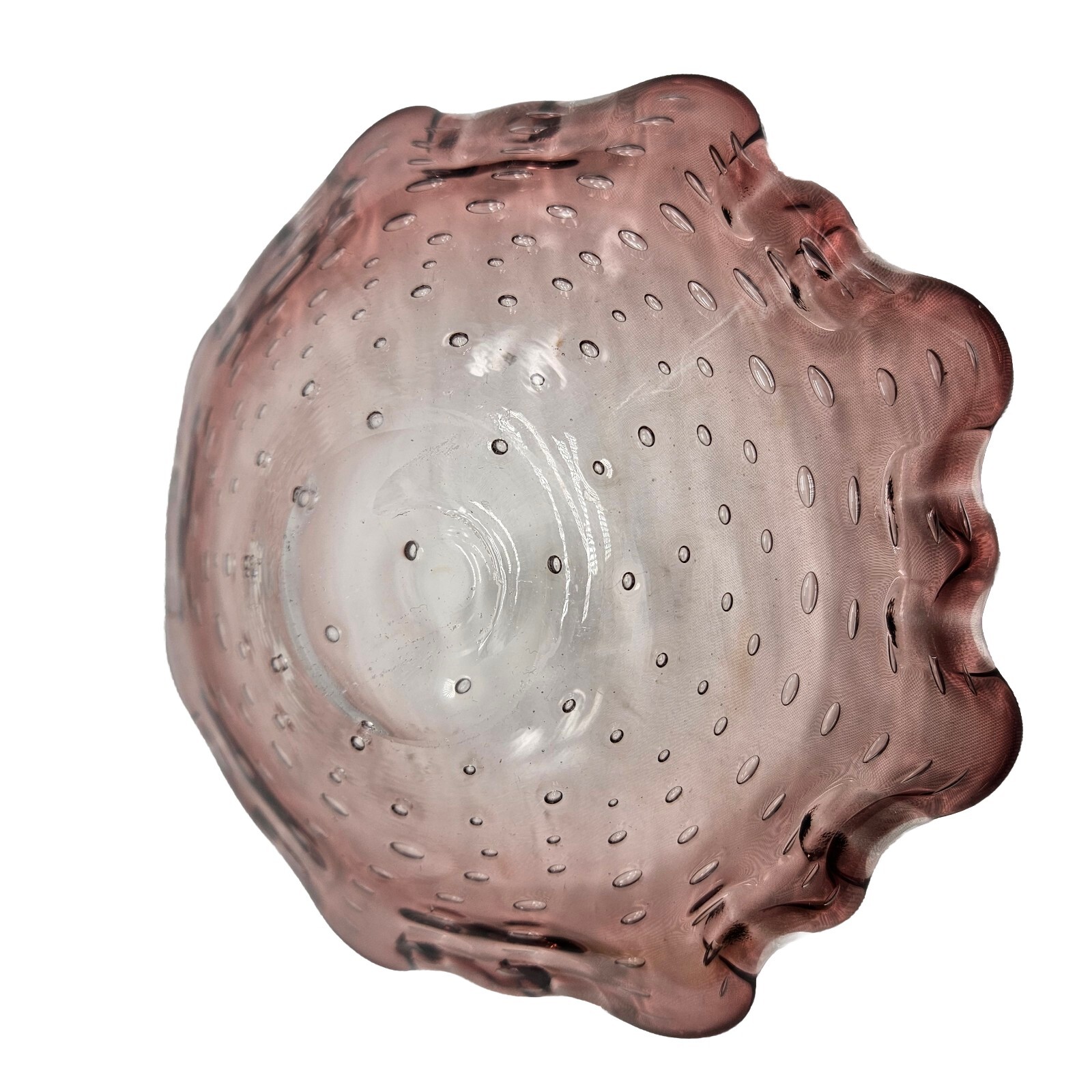 Vintage Lefton Amethyst  Controlled Bubbles Glass Dish Art Deco Royal Piece