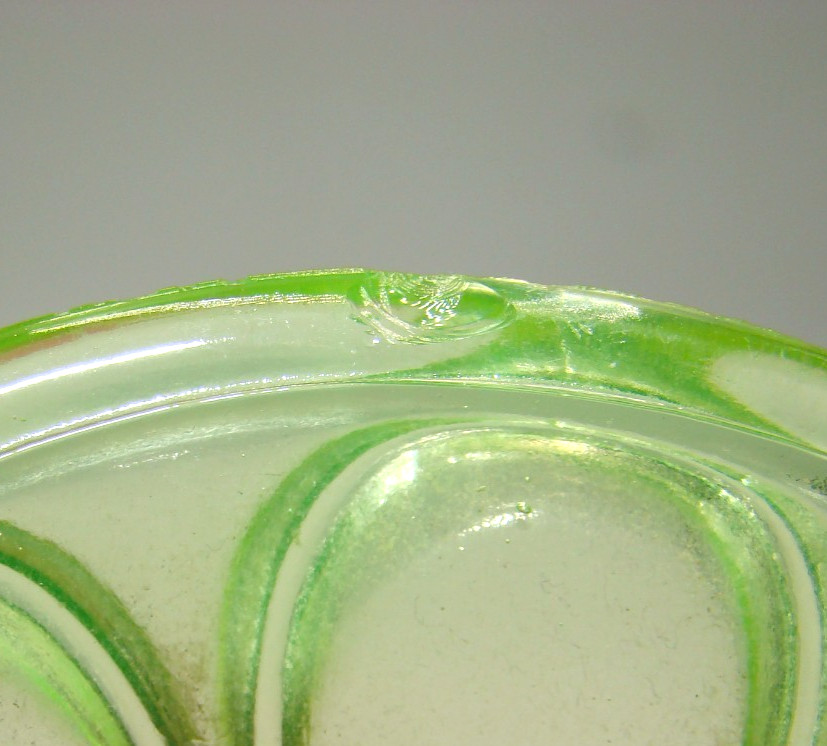 Antique Boston & Sandwich Petal & Loop Canary Vaseline Glass 7 1/4″ Candlestick