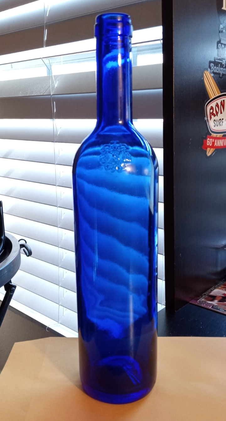 Vintage Cobalt Blue Glass/Wine/Water Bottle – 12.5″ x 3″