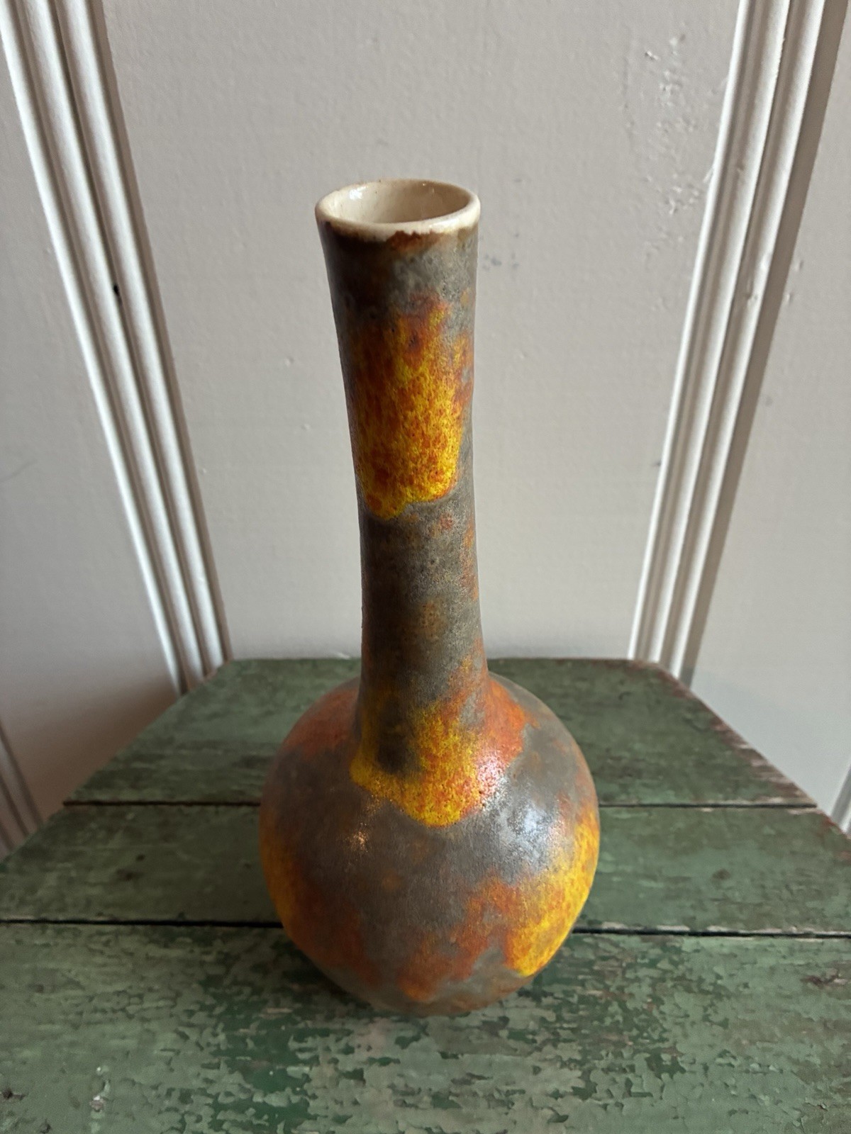 Vintage Royal Haeger Pottery Orange Peel Lava Glaze Vase 9.75”