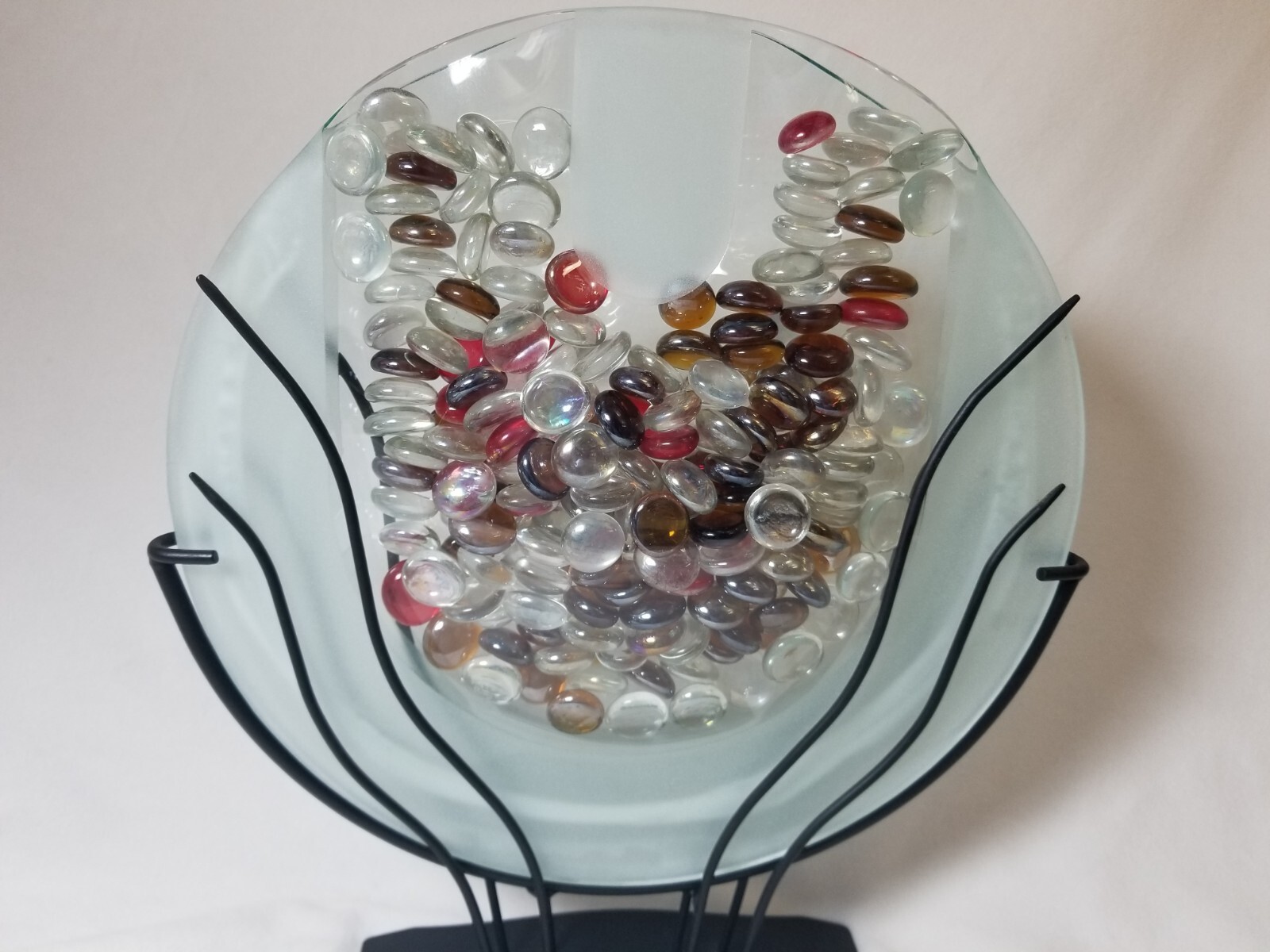 Art Clear Glass Flower Vase for Artificial Flowers Only with Metal Stand