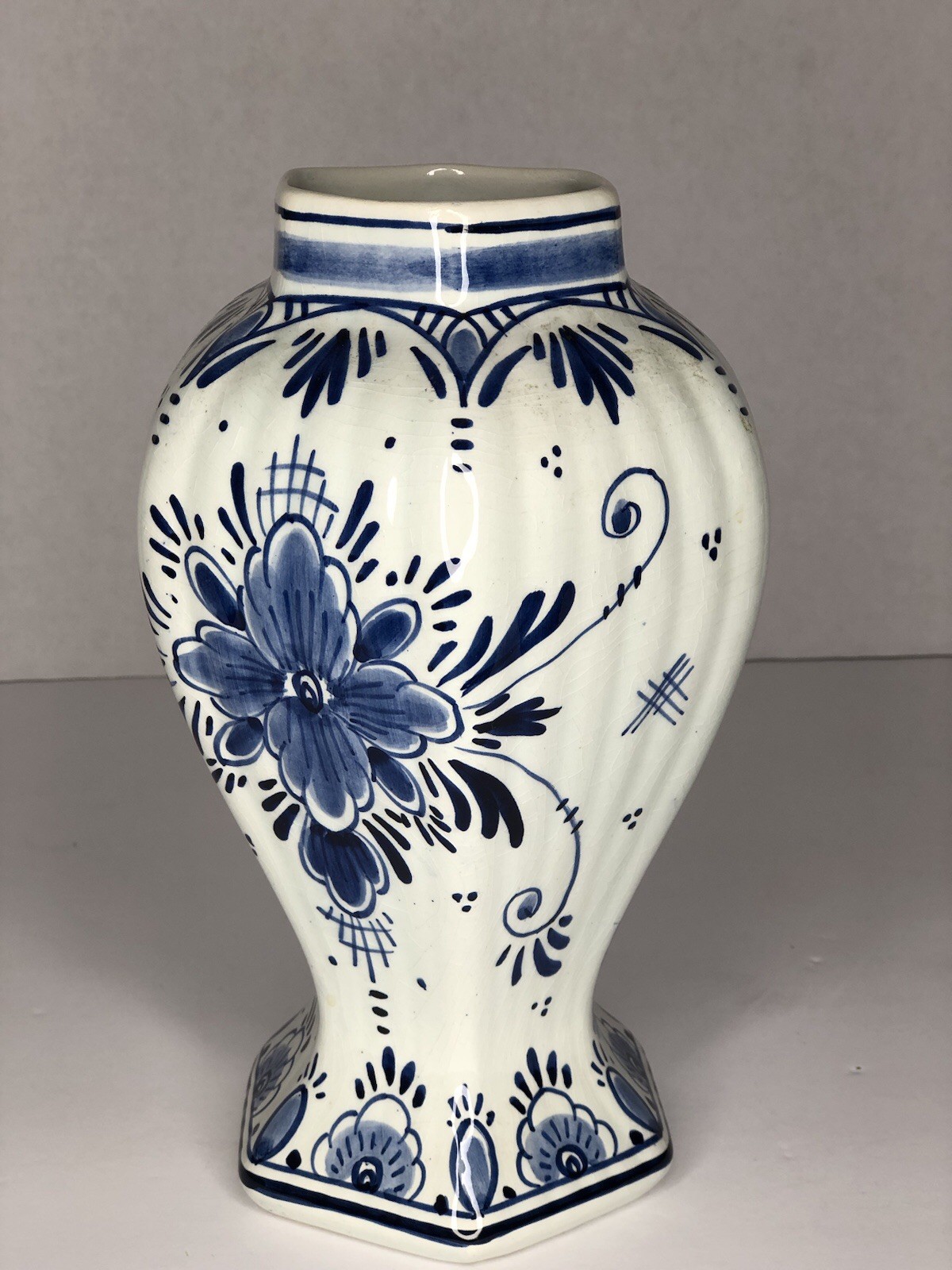 VTG Royal Delft Porcelain Vase Windmill Hand Painted Holland 9” H-1960