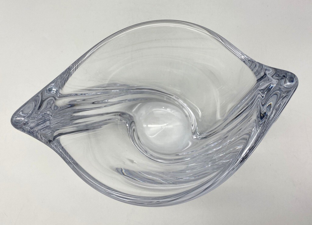 Crystal Vase Bowl Freeform design hand made in France 5 3/4″ high X 7″ across