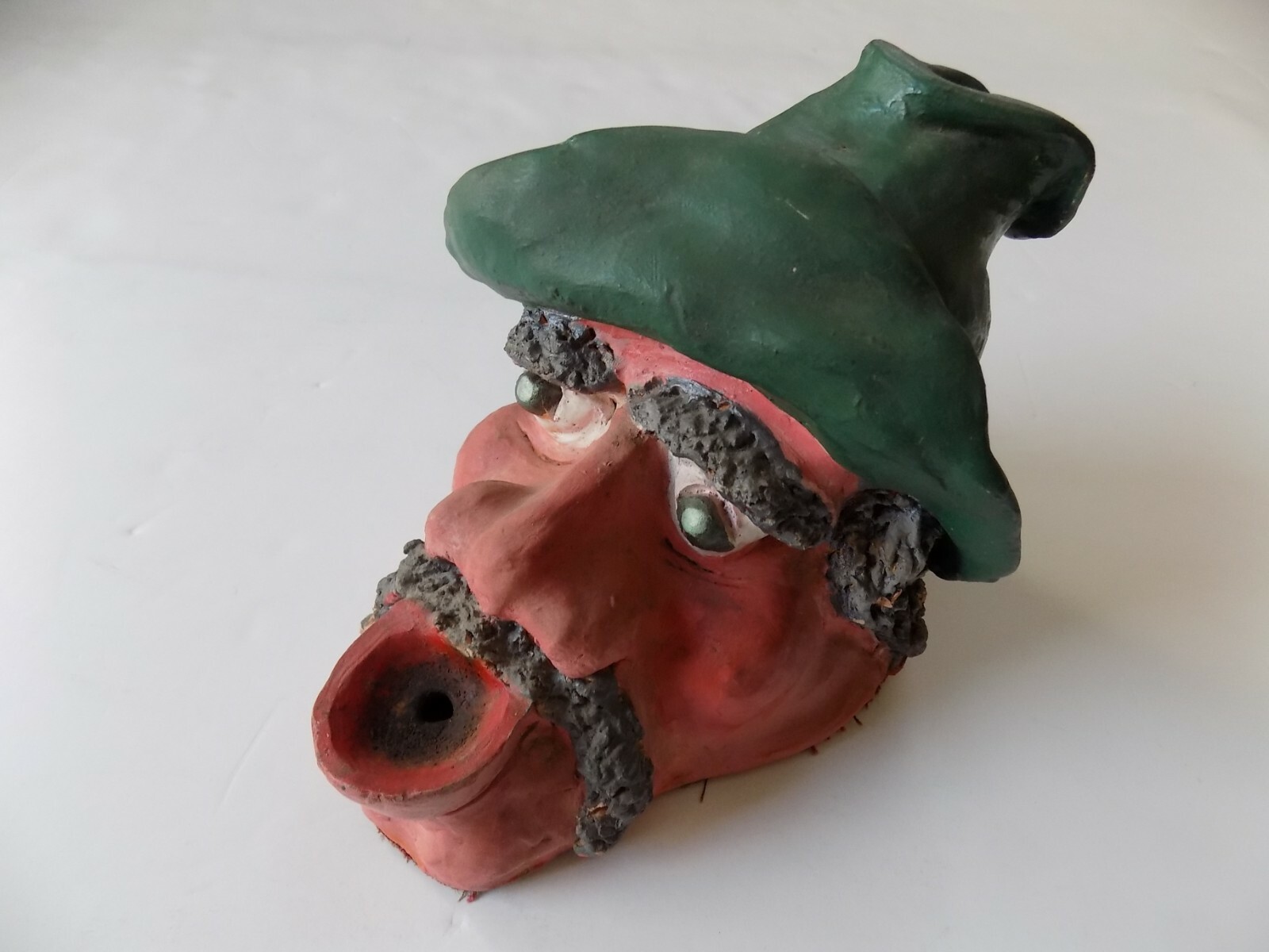 Vintage Figural Hippie Man Art Pipe 1 of a kind Stoneware Sculpture — 1970’s