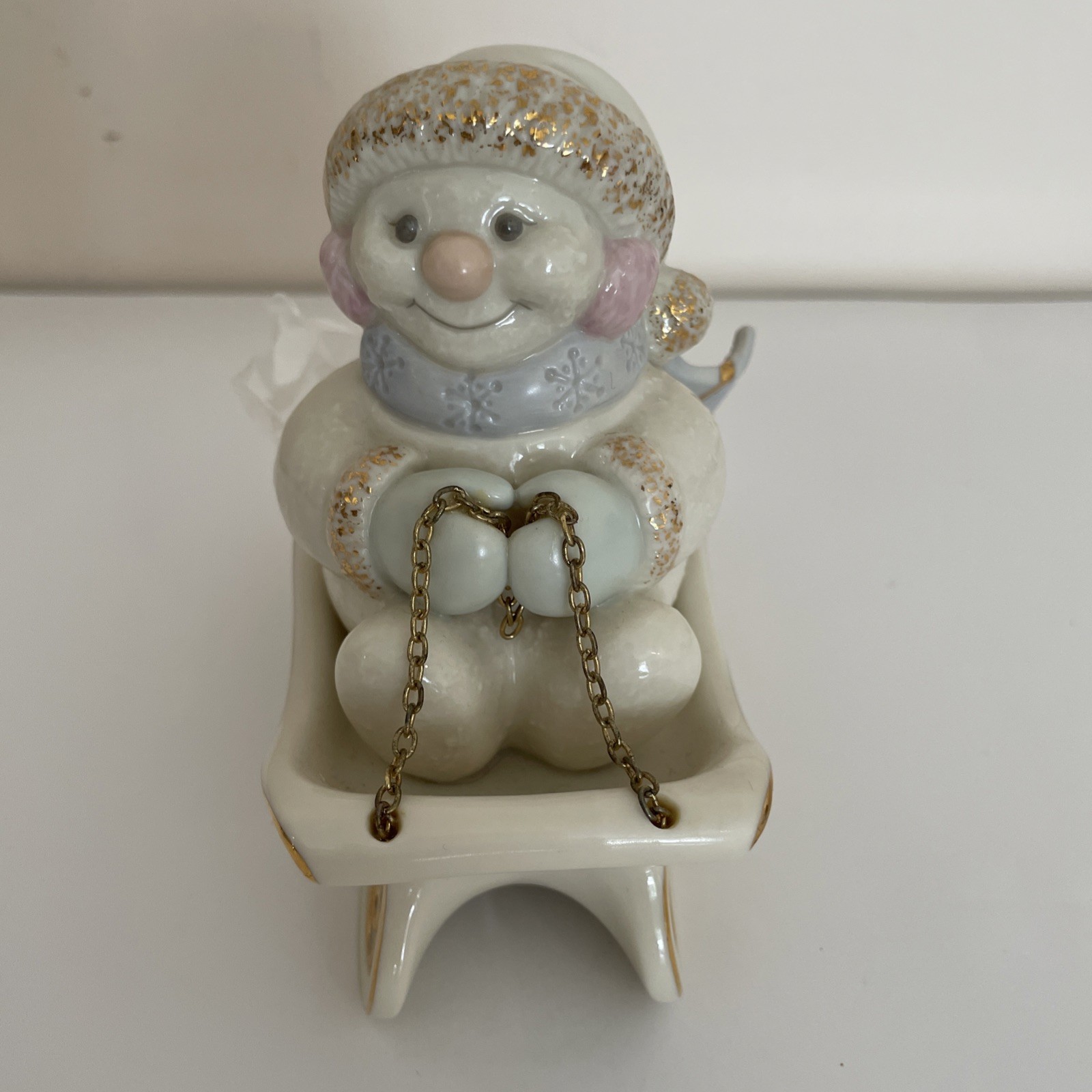 Lenox Christmas Sleigh Light Votive Candle Holder Holiday Snowman FREE SHIP NWOB