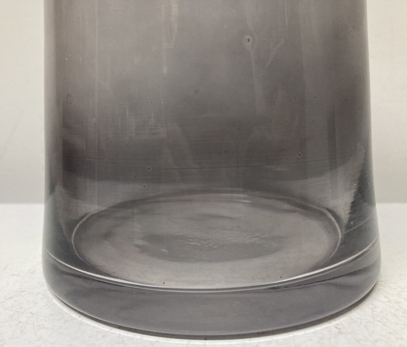 Shinowa Tinted Gray Heavy Art Glass Vase Modernist Gold Trim Elegant EUC
