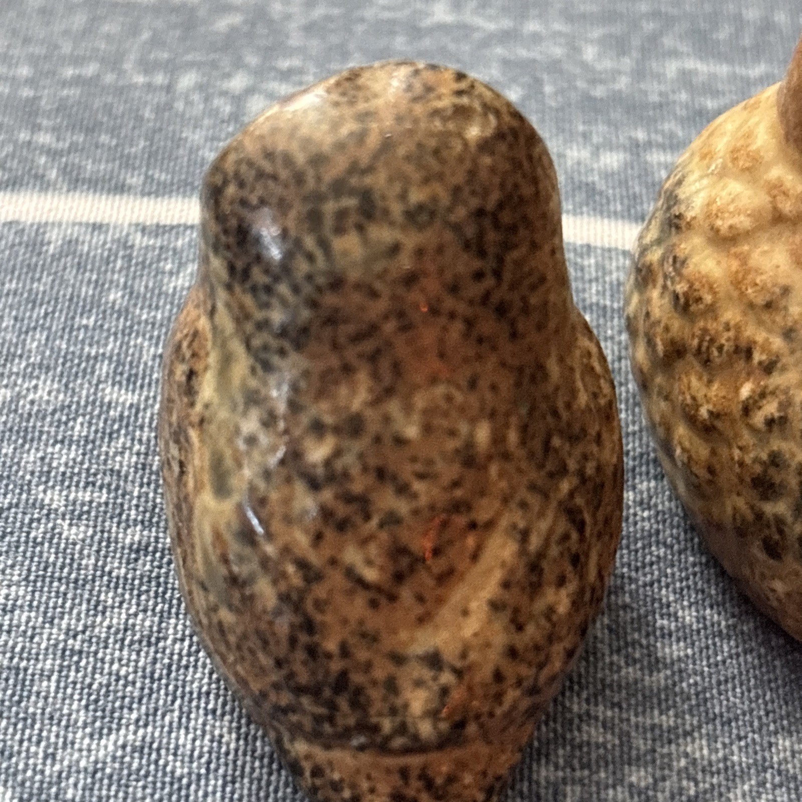 Vintage Mid Century Pottery Brown Owl Quail Singing Bird Lot of 3 Miniature