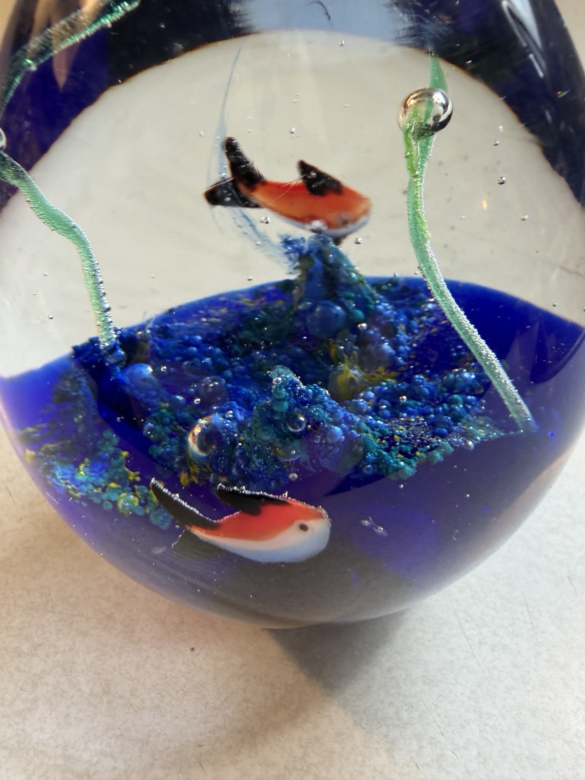 Art Glass Paperweight Under Water Sea Life