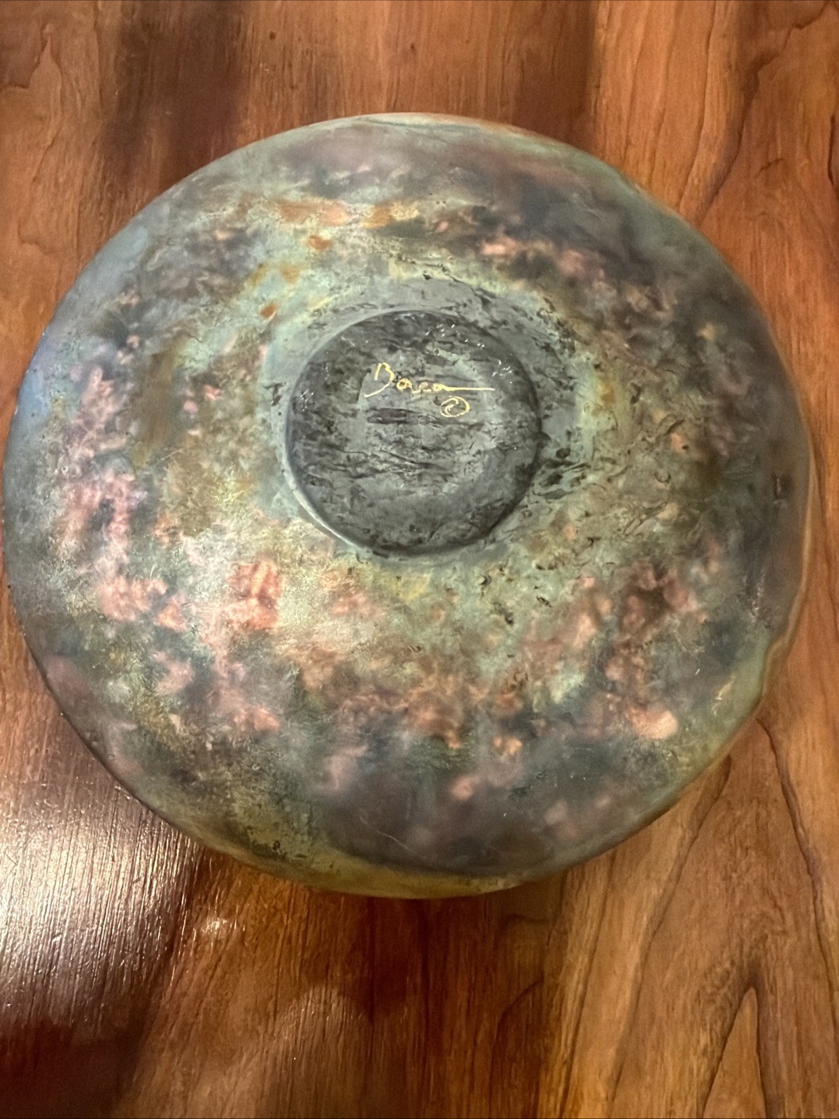 Signed Vintage Studio Fired Copper Vessel Vase Modernist Minimalist – READ