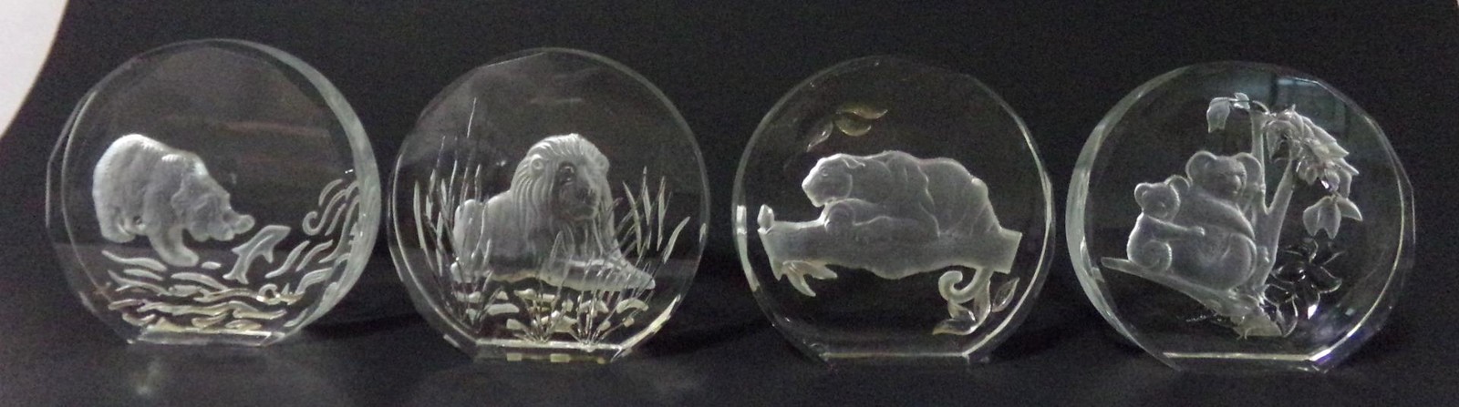 Danbury Mint Wildlife Crystals Lion Panther Bear Koala Paperweight Lot 4