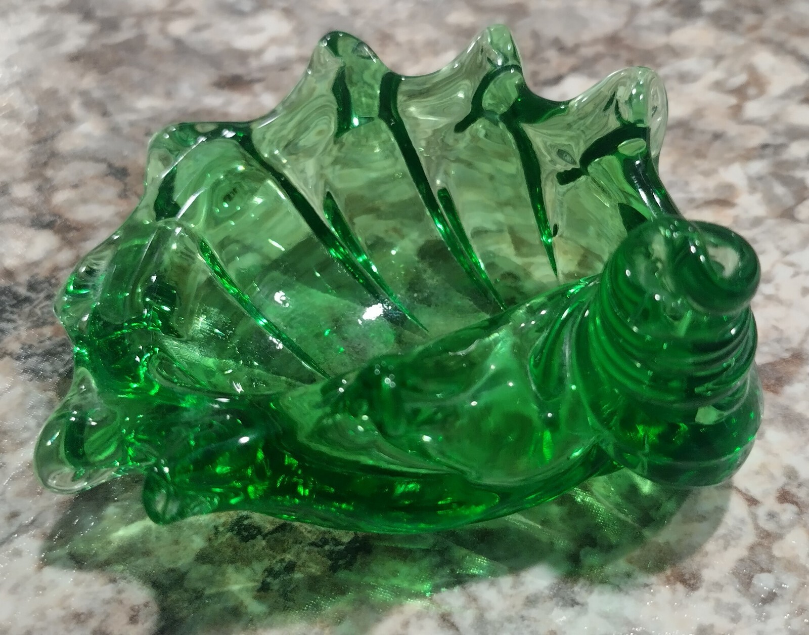 Vintage Blue Chalet Canada Green Conch Shell Glass Trinket Dish Nautical…