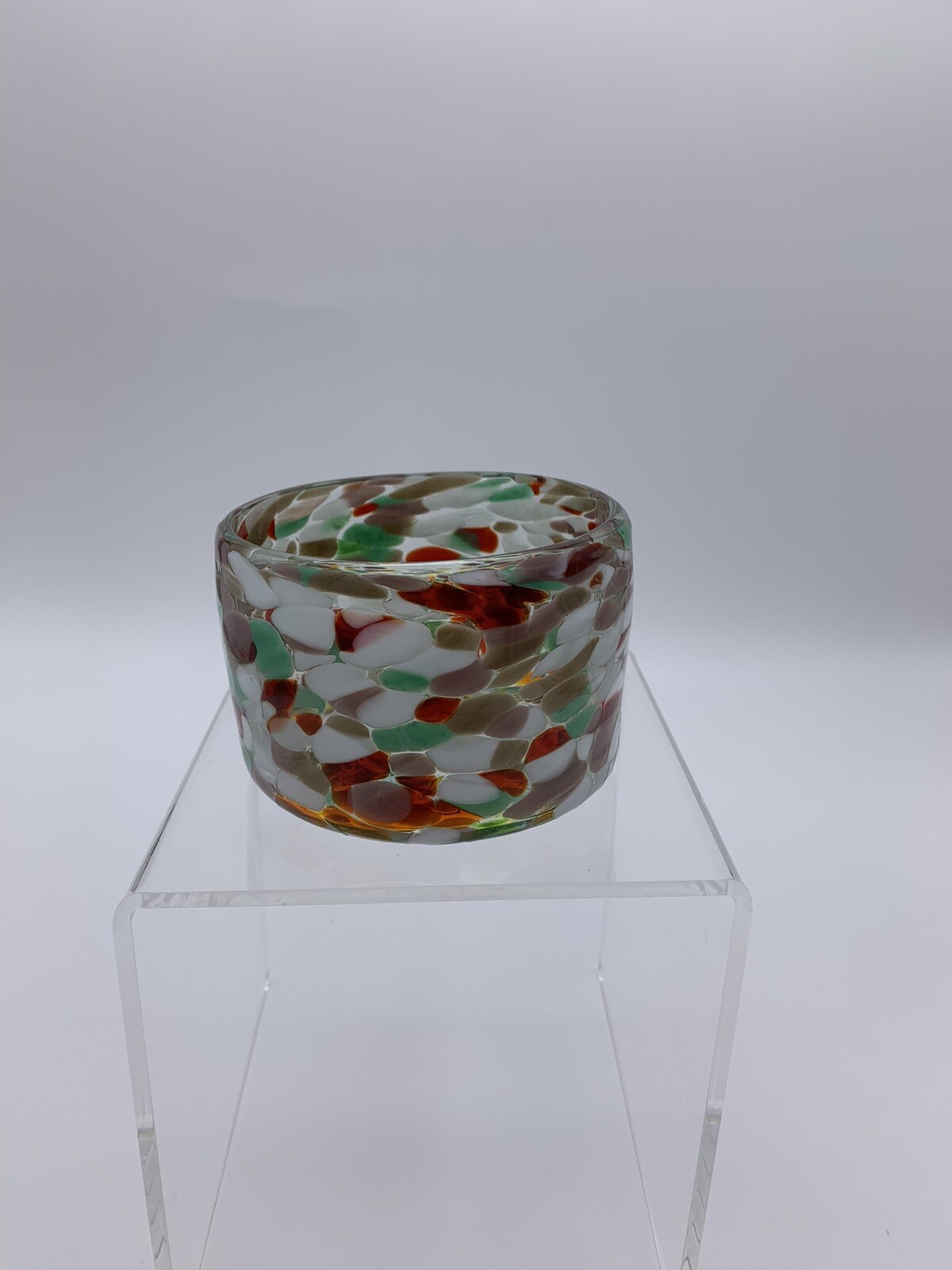 Confetti Style Hand Blown Art Glass Votive or Catchall Decorative Jar