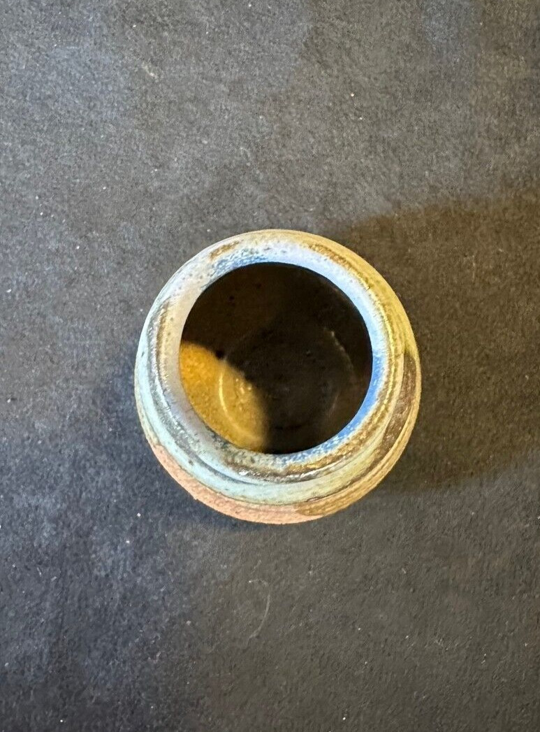 Miniature Stoneware Drip Glaze Vase 2.5 in.
