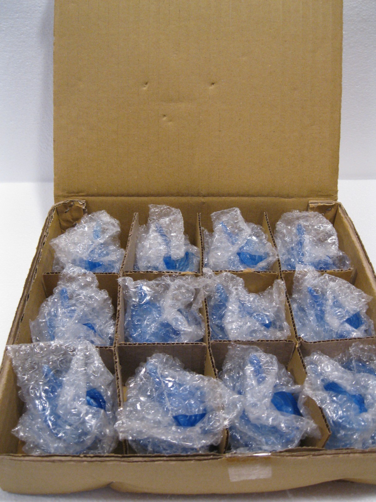Get a DOZEN for one Price. NEW 2 1/2″ Mini HEN on NEST, BLUE SWIRL GLASS.
