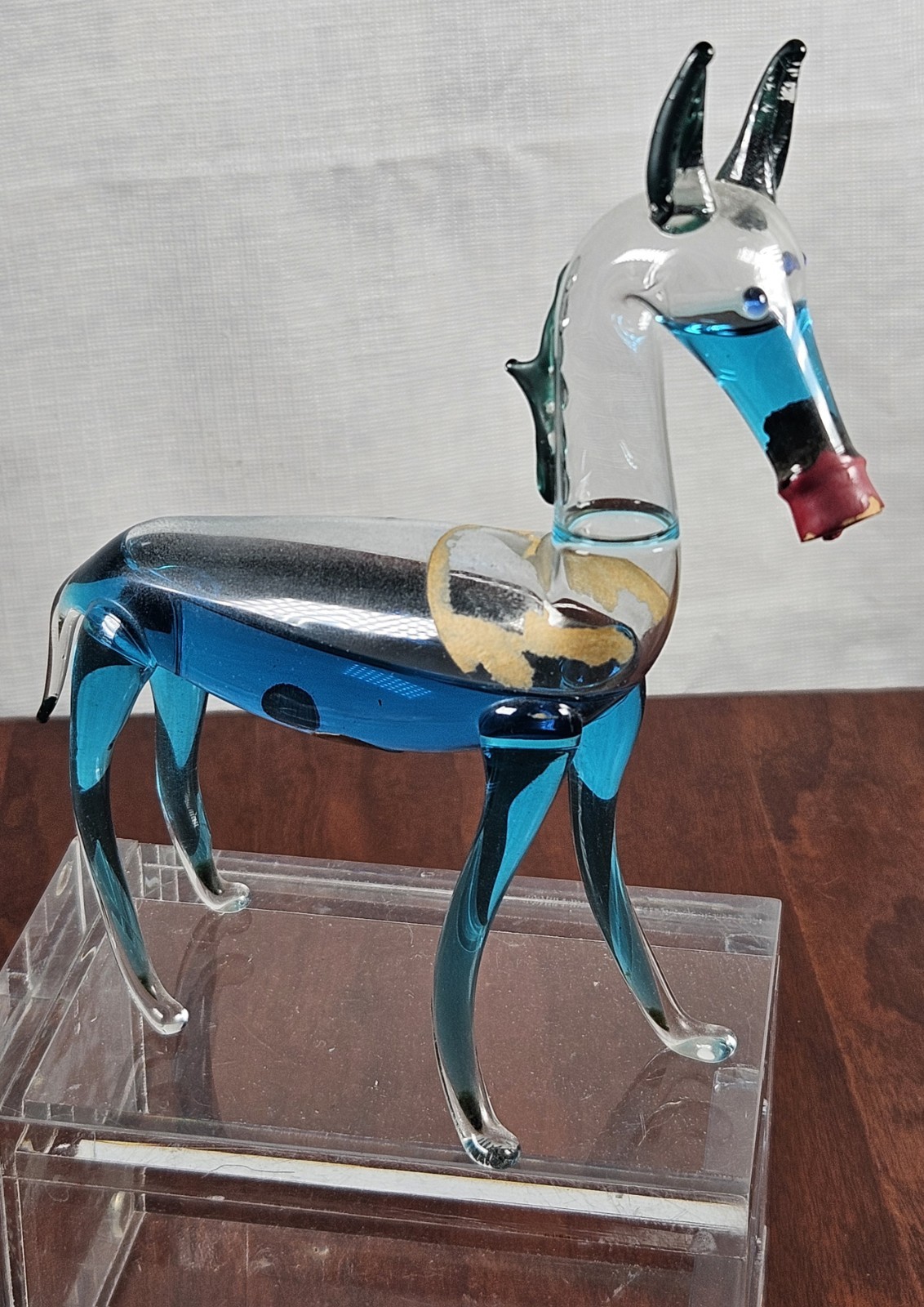 PETE HAGEN Popper Morson Corp Vintage Art Glass Horse Bottle Mid-Century Donkey
