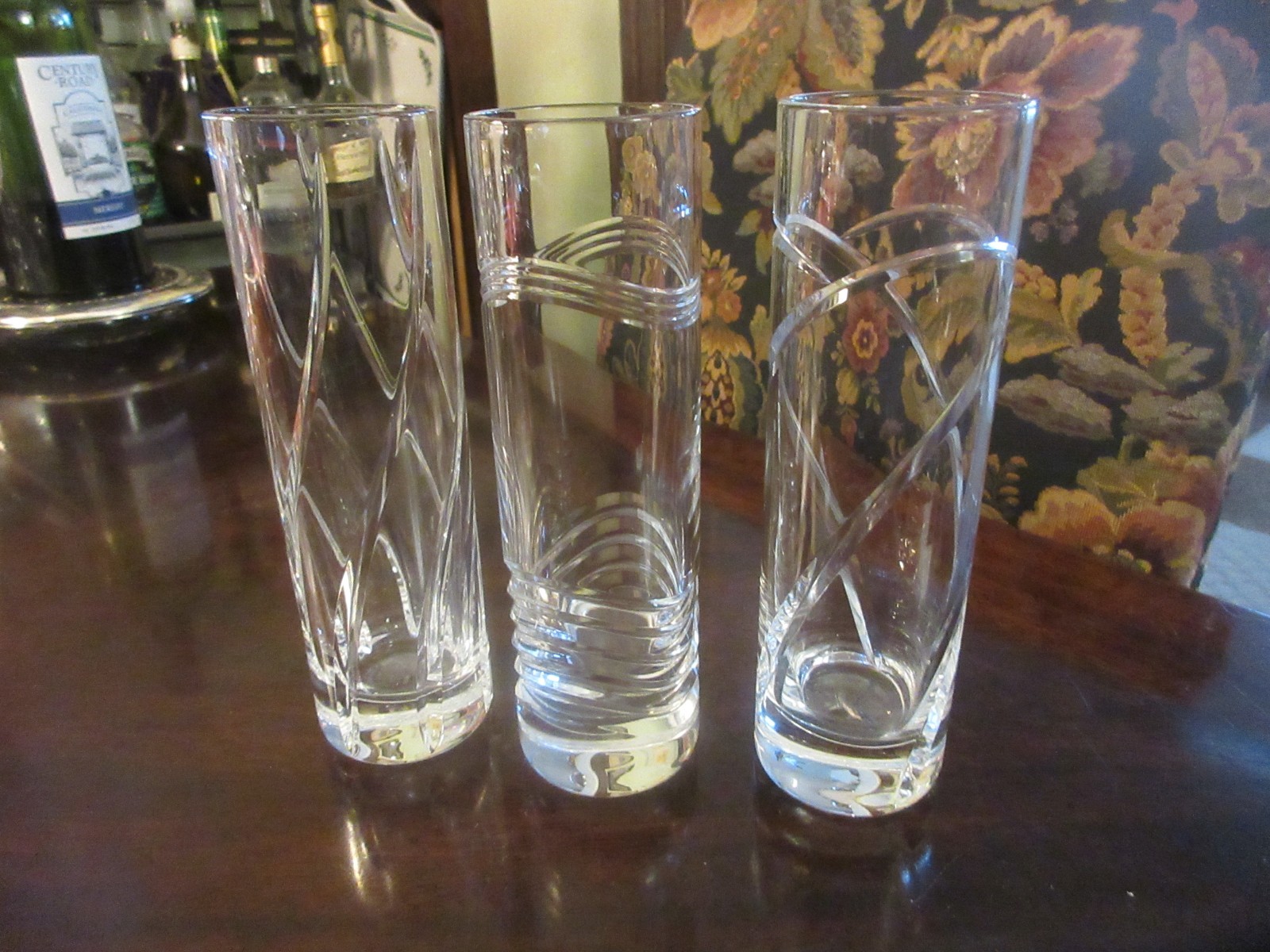 3 Hoya Bud Vases Made in Japan Crystal Round 7″ Tall 2″Wide
