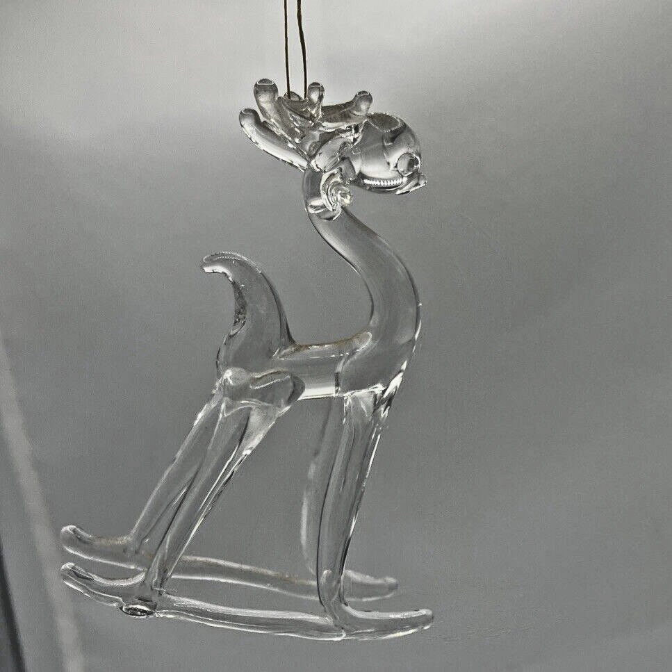 Vintage Miniature Hand Blown Glass Animal Buck Deer 3” Christmas Ornament MCM