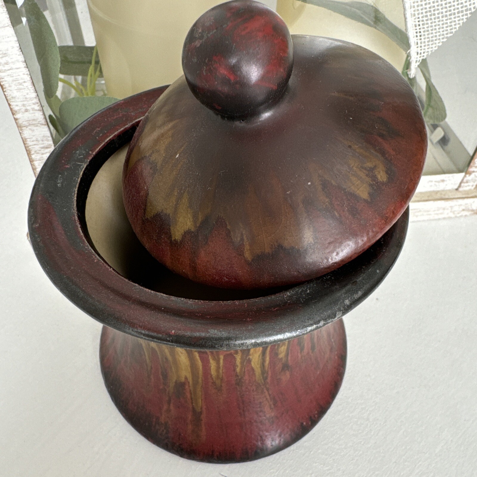 Art Pottery Vase Studio Boho Home Table Decor Black Red Yellow Aesthetic