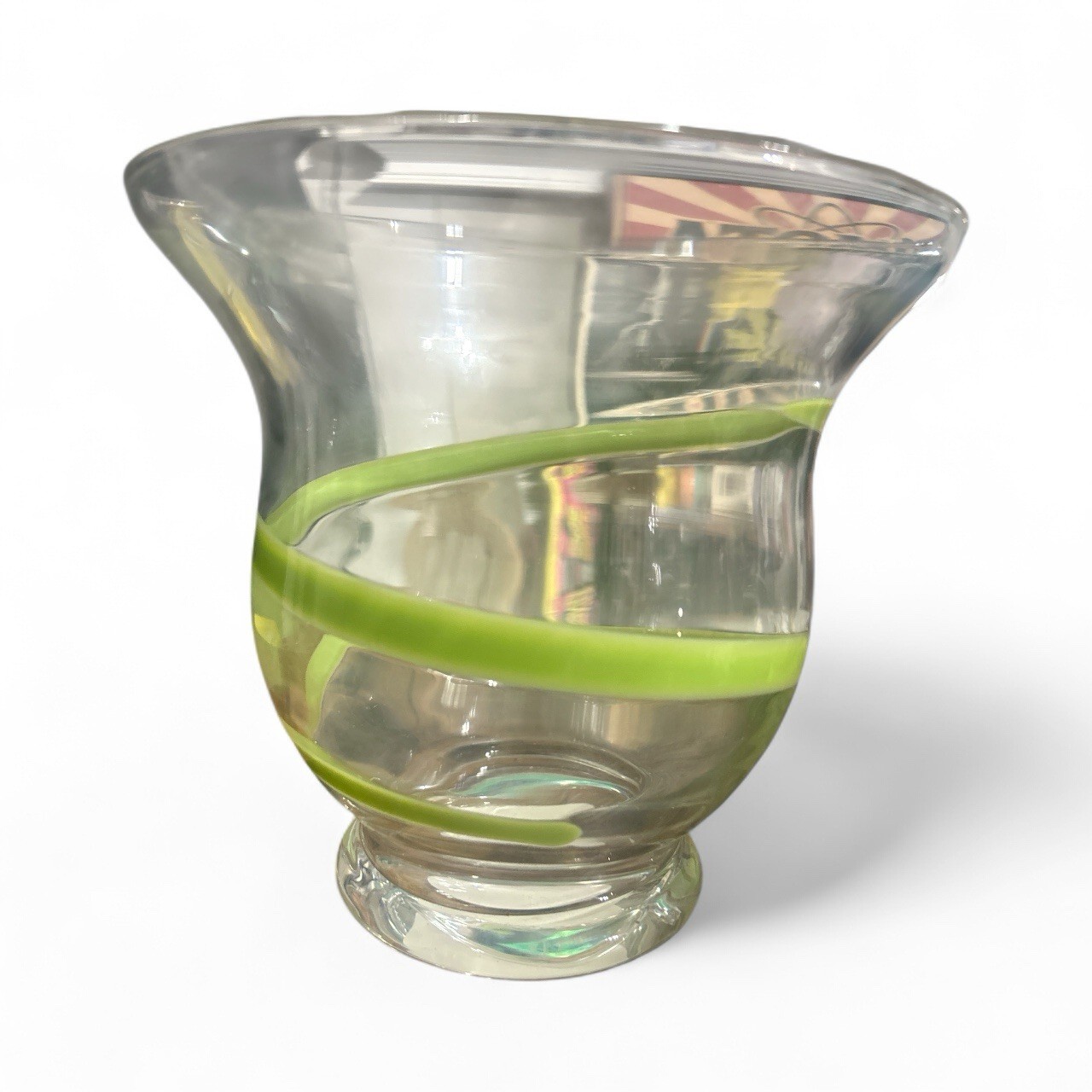 PIER 1 Art Glass Vase or Candle Holder large 7 in tall 7 1/2 in round at top