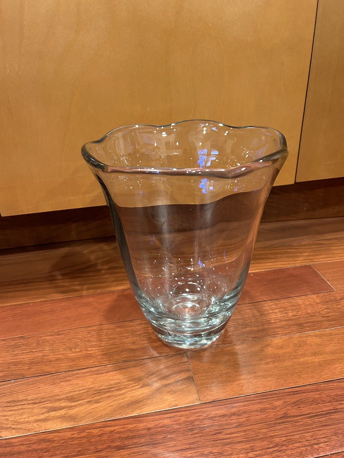 Vtg Strombergshyttan SWEDEN Large 10″ Art Glass Vase Ice Blue 6 Pounds