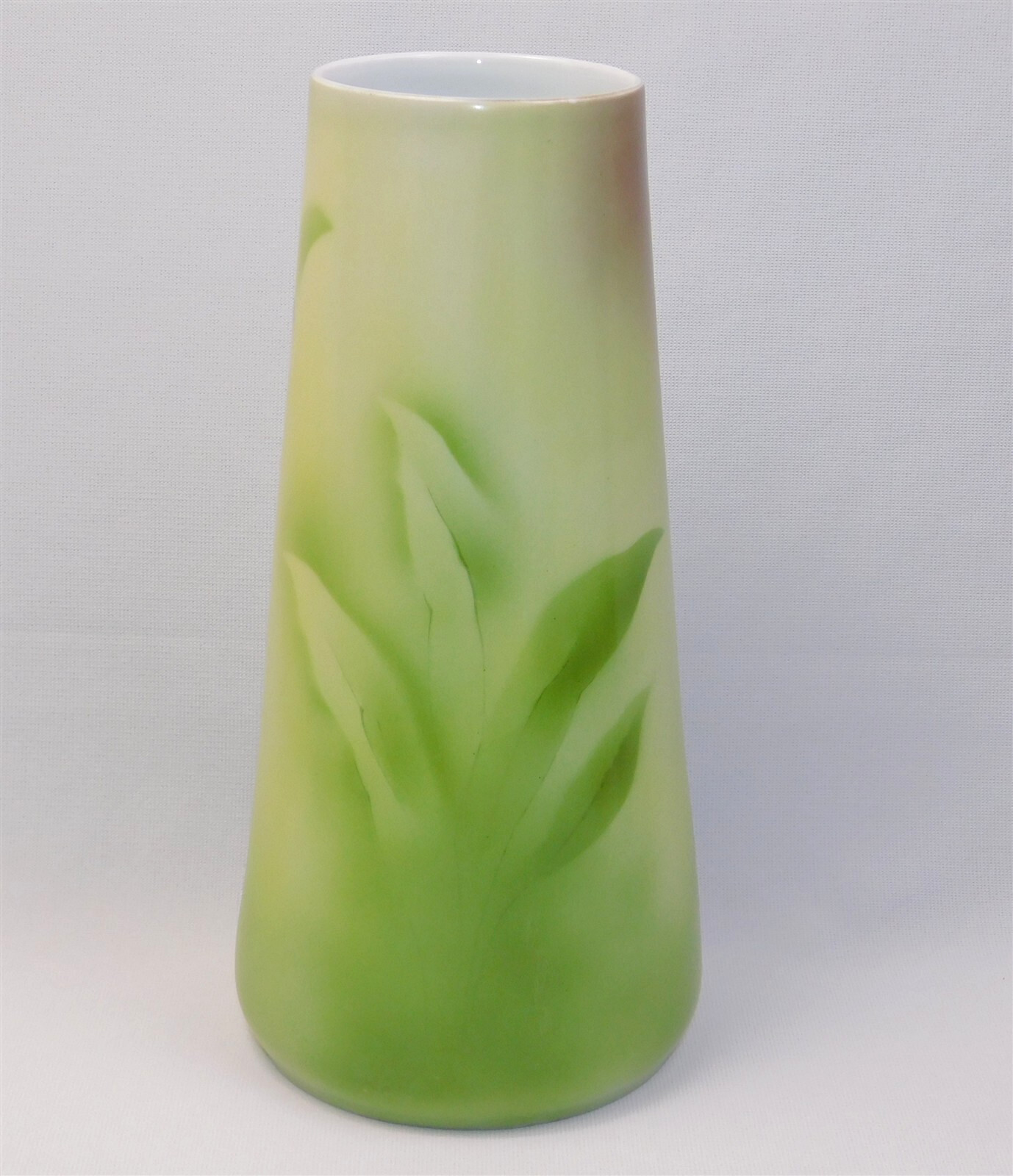 Antique C.T. Carl Tielsch Altwasser Hand Painted White Iris Tapered Vase 10.5″