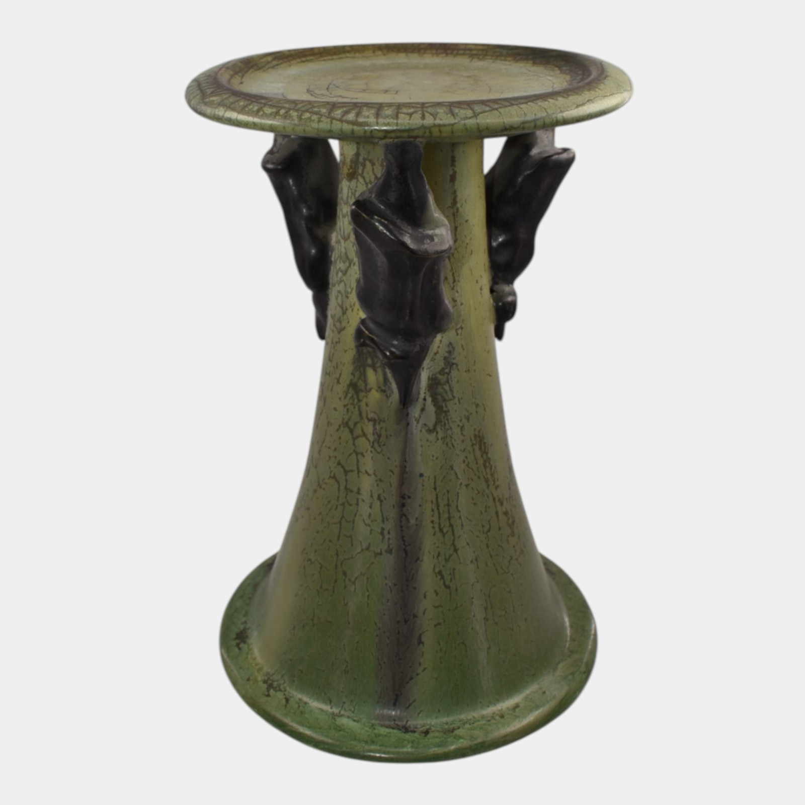Ephraim Faience 2013 Hand Made Pottery The Haunt Candle Pillar with Bats