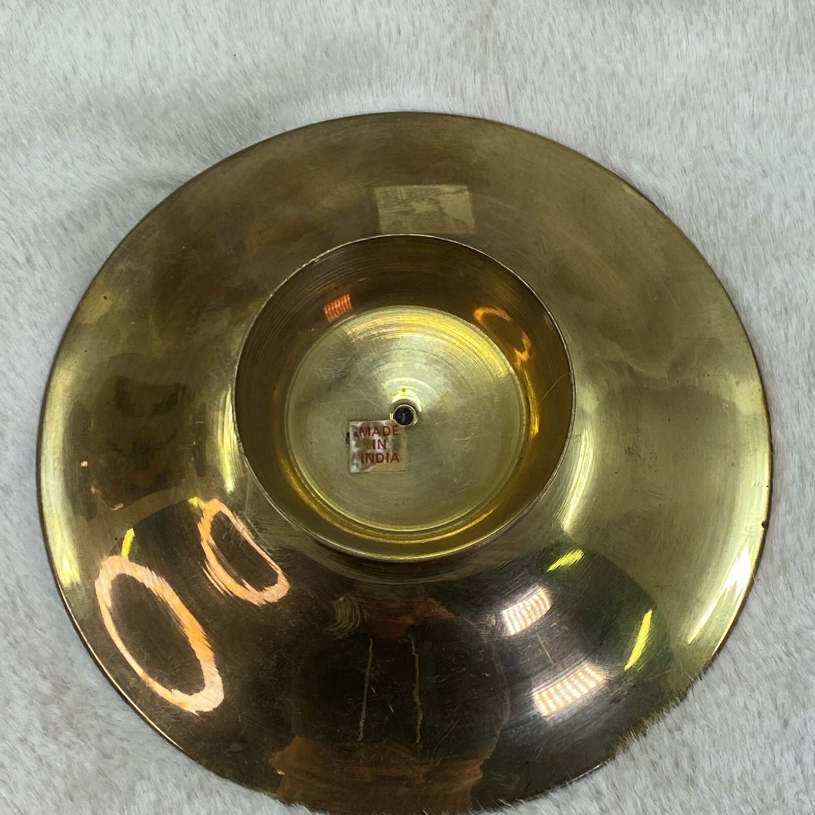 Vintage Cloisonne Enamel Finish Brass India Holly Bells Christmas Vase & Dish 5”