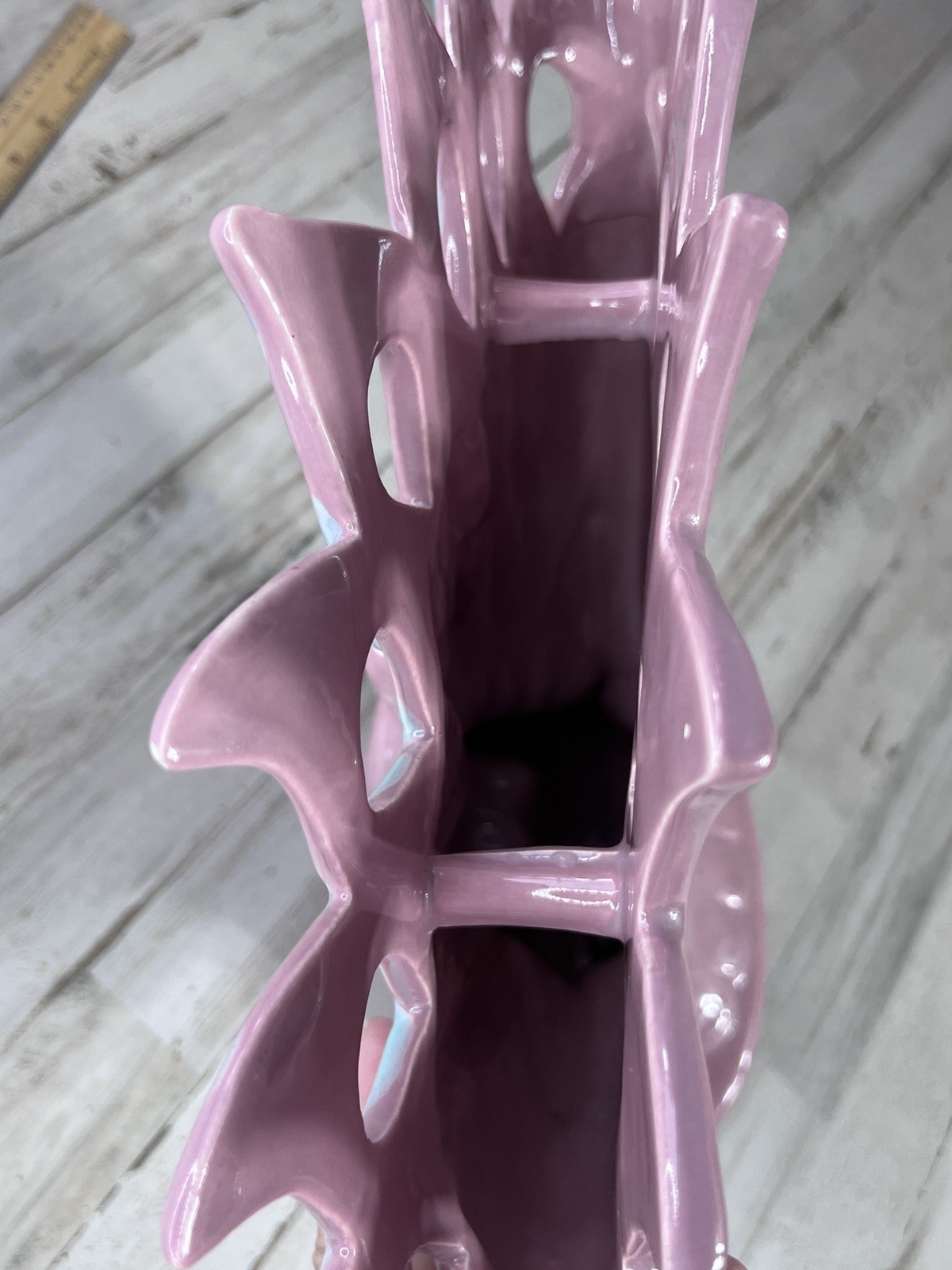 Vintage Royal Haegar Spotted Pink And Blue Peacock Vase