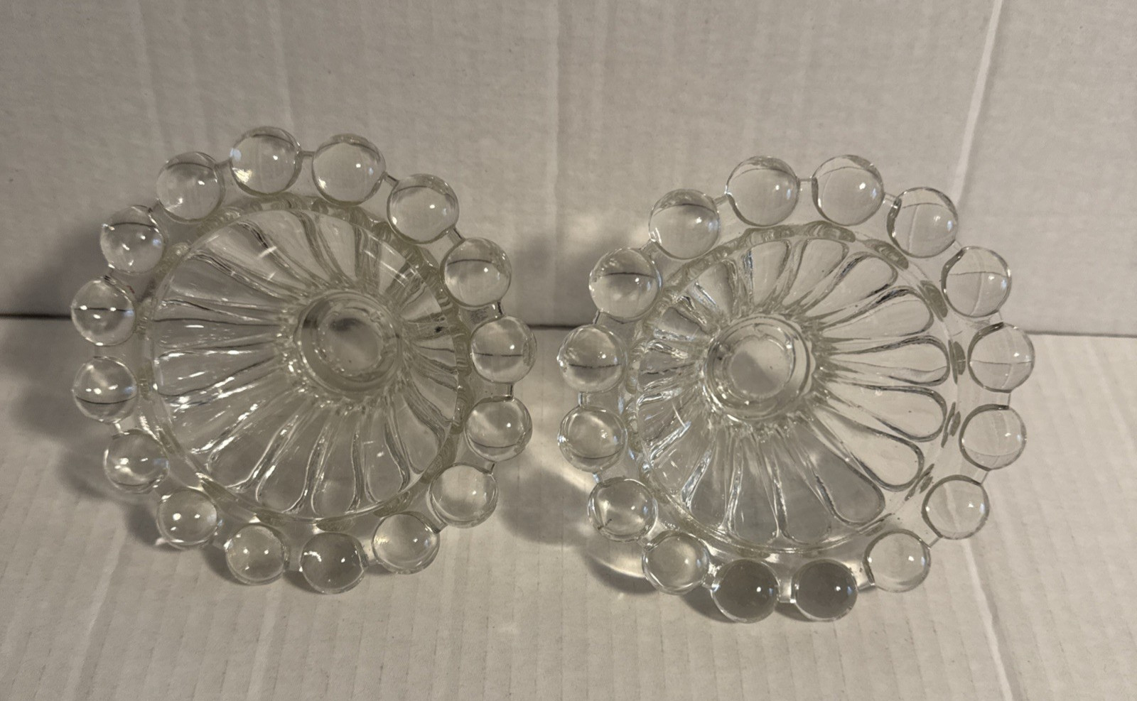 Pair of Vintage Imperial Glass Candlewick Candle Holders Excellent Condition