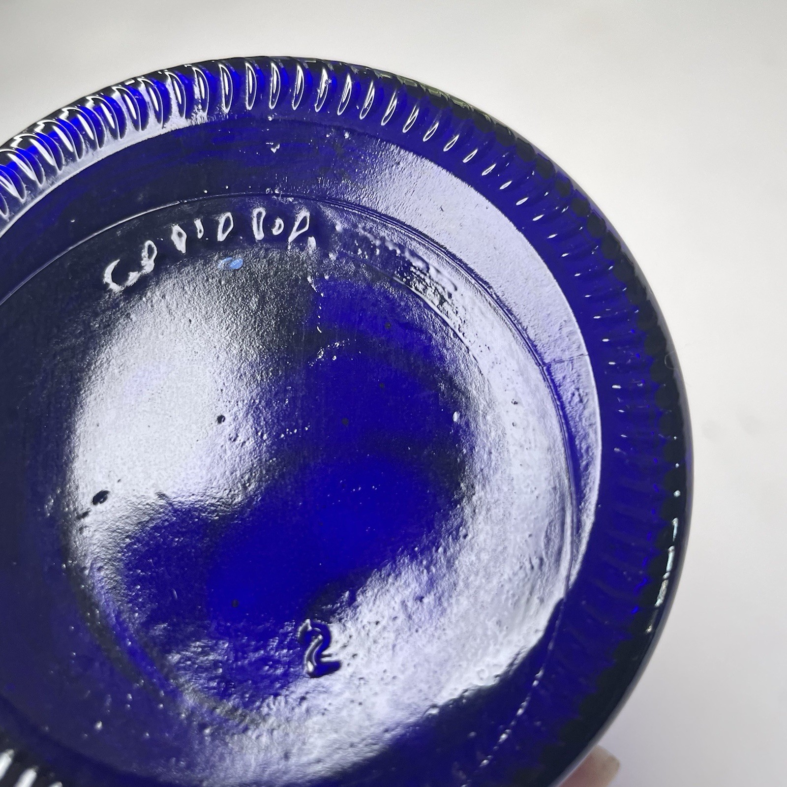 VTG Cobalt Blue Glass Textured Decorative Bottle, Cobalt Glass Production Style