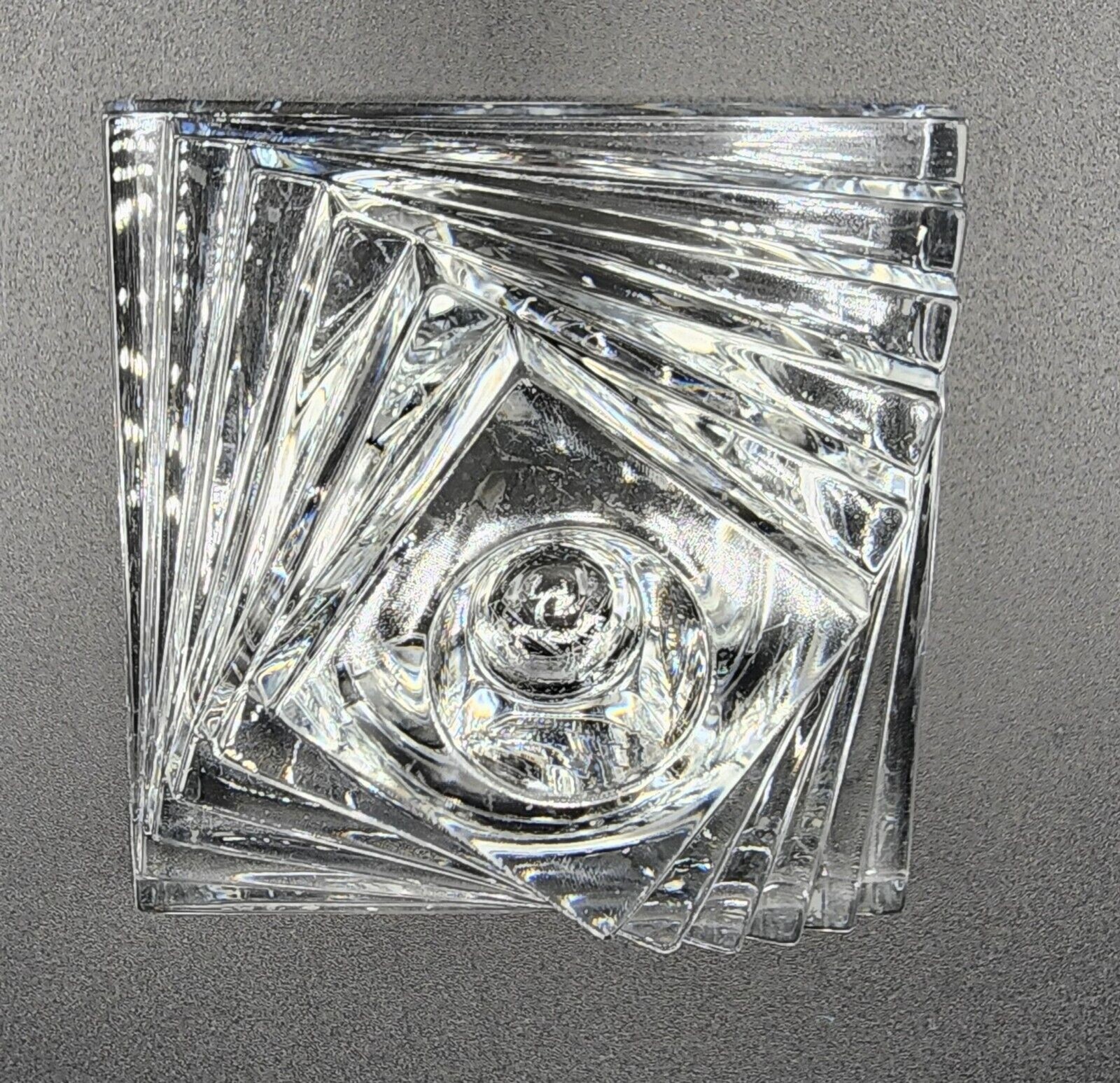 JG Durand Vintage Crystal Sculpture Candle Holder 2.25in x 4in 1980 Round Candle