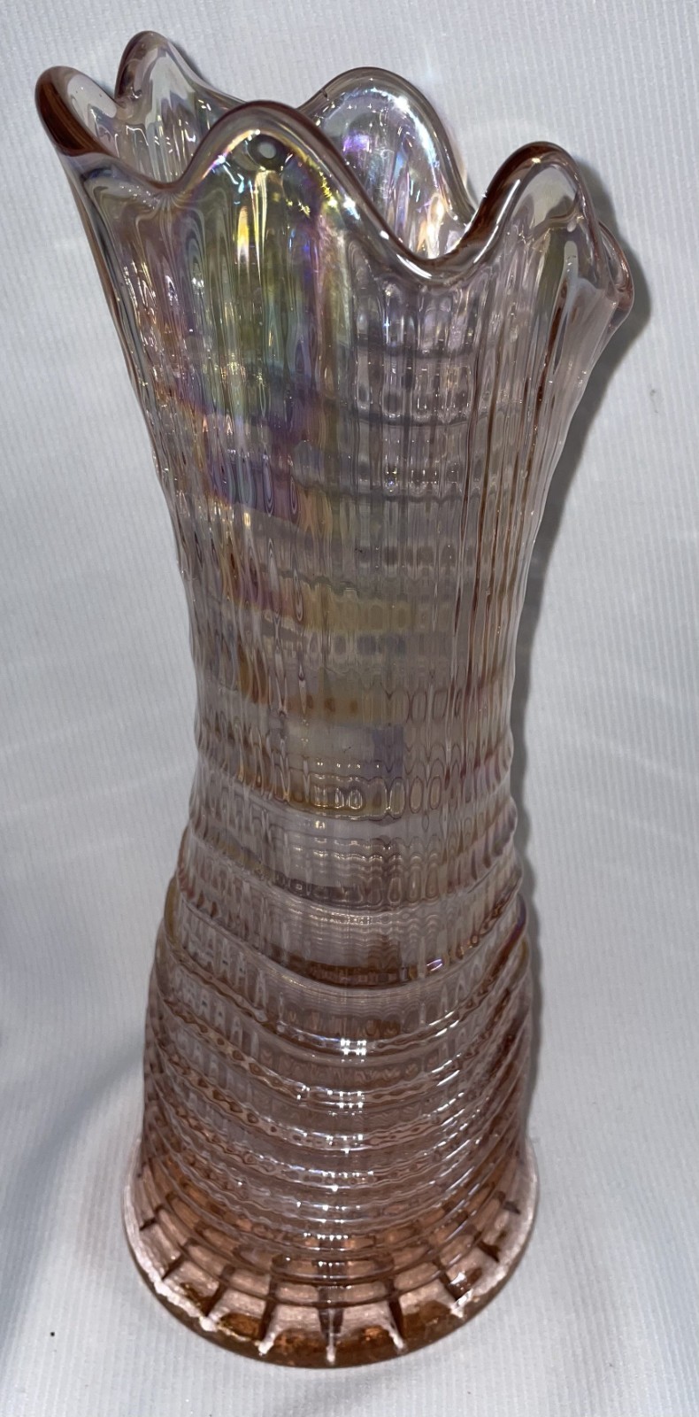 ink Ripple Swung Glass Vase 10 Inches High Imperial Glass Co. Iridescent