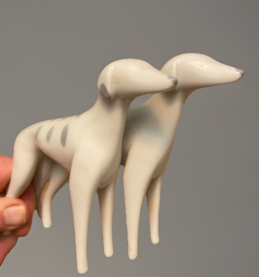 60’s SGRAFO CREAZIONI MODERN SightHound Whippet Dalmatian Dogs Figurine Germany