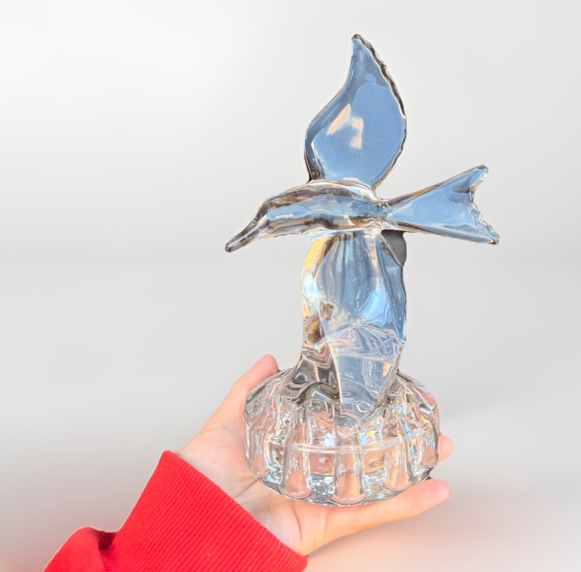Vintage Glass Cambridge Seagull Bird Wings Flower Frog