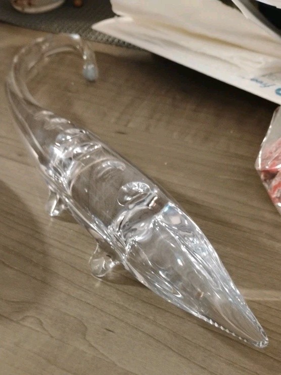 Glass Eel Sculpture Marked Miloslav Janku Amphibian Zelezny Brod Bohemian Czech